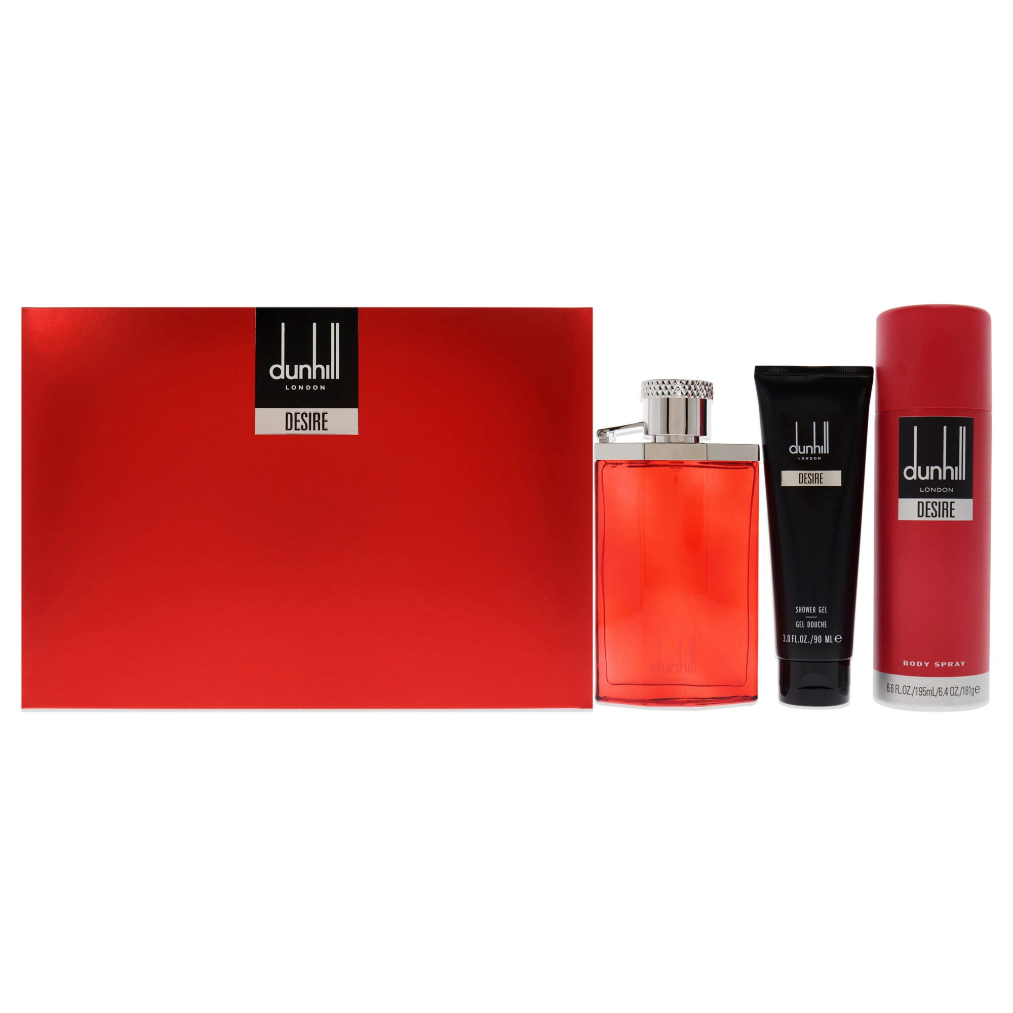Desire Red London by Alfred Dunhill for Men - 3 Pc Gift Set 3.4oz EDT Spray, 3oz Shower Gel, 6.6oz Body Spray, See Description, hi-res image number 0