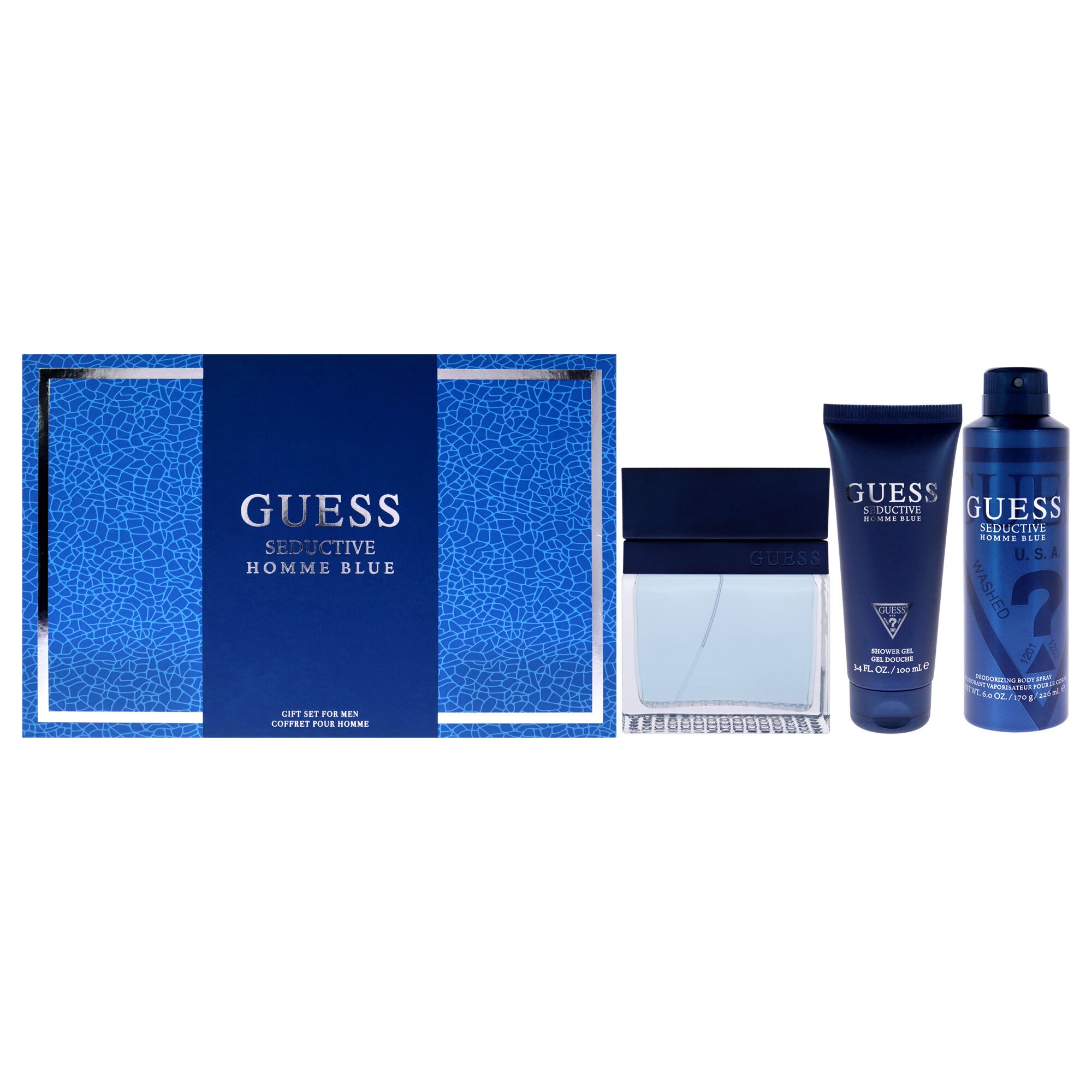 Seductive Homme Blue by Guess for Men - 4 Pc Gift Set 3.4oz EDT Spray, 6oz Deodorant Body Spray, 3.4oz Shower Gel, Pouch, , alternate image number 5
