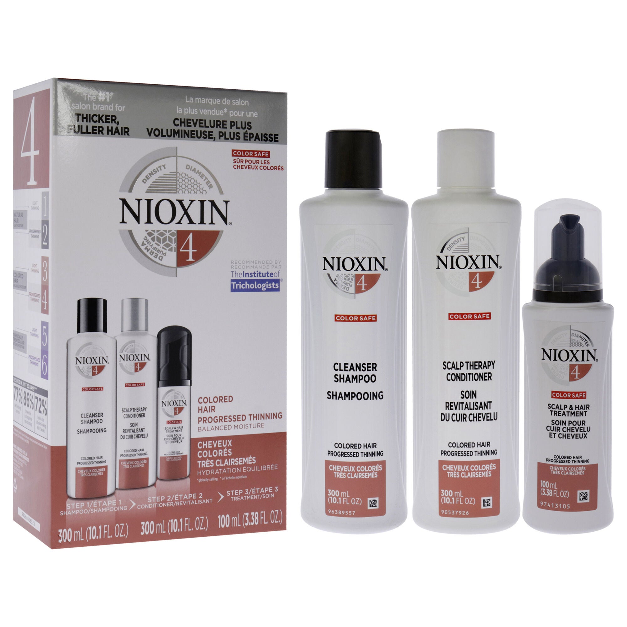 System 4 Kit by Nioxin for Unisex - 3 Pc 10.1oz Color Safe Cleanser Shampoo, 10.1 oz Color Conditioner, 1Liter Color Safe Scalp and Hair Treatment, See Description, alternate image number 2
