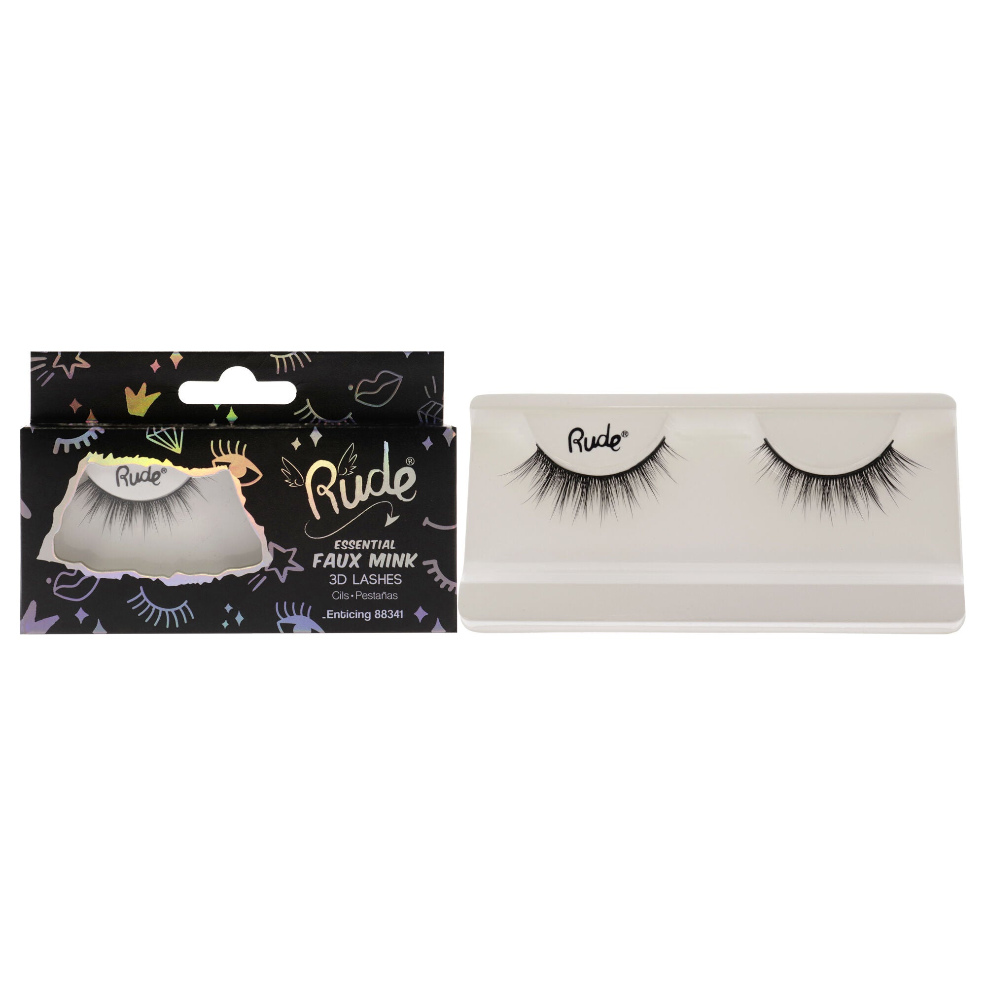 Essential Faux Mink 3D Lashes - Enticing by Rude Cosmetics for Women - 1 Pc Pair, See Description, hi-res image number 0