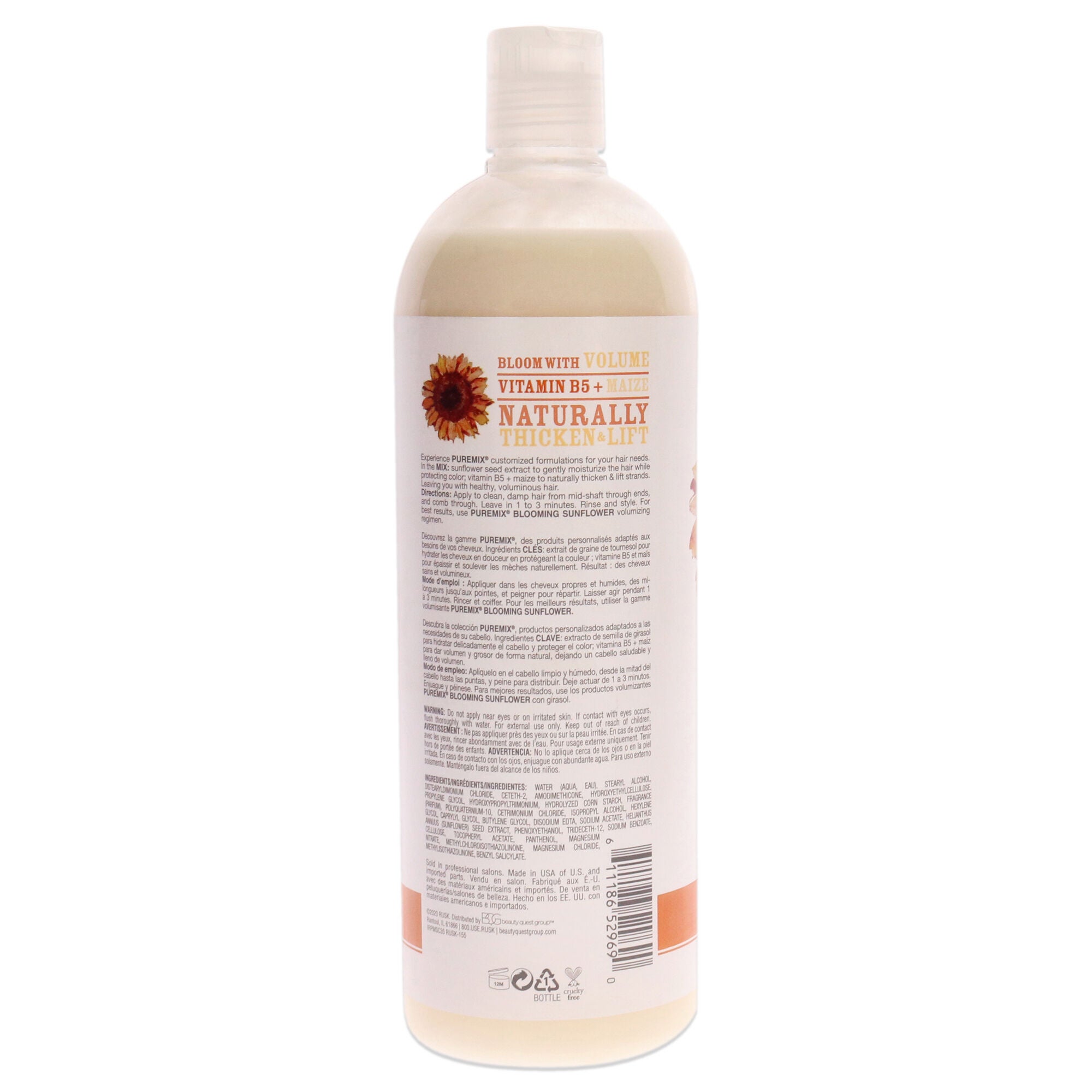 Puremix Blooming Sunflower Volumizing Conditioner - Fine Hair by Rusk for Unisex - 35 oz Conditioner, White, alternate image number 1