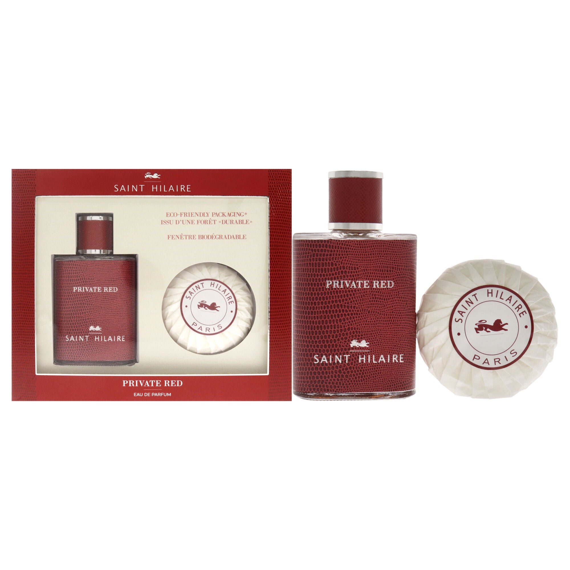 Private Red by Saint Hilaire for Men - 2 Pc Gift Set 3.3oz EDP Spray, 3.5oz Soap, See Description, hi-res image number 0