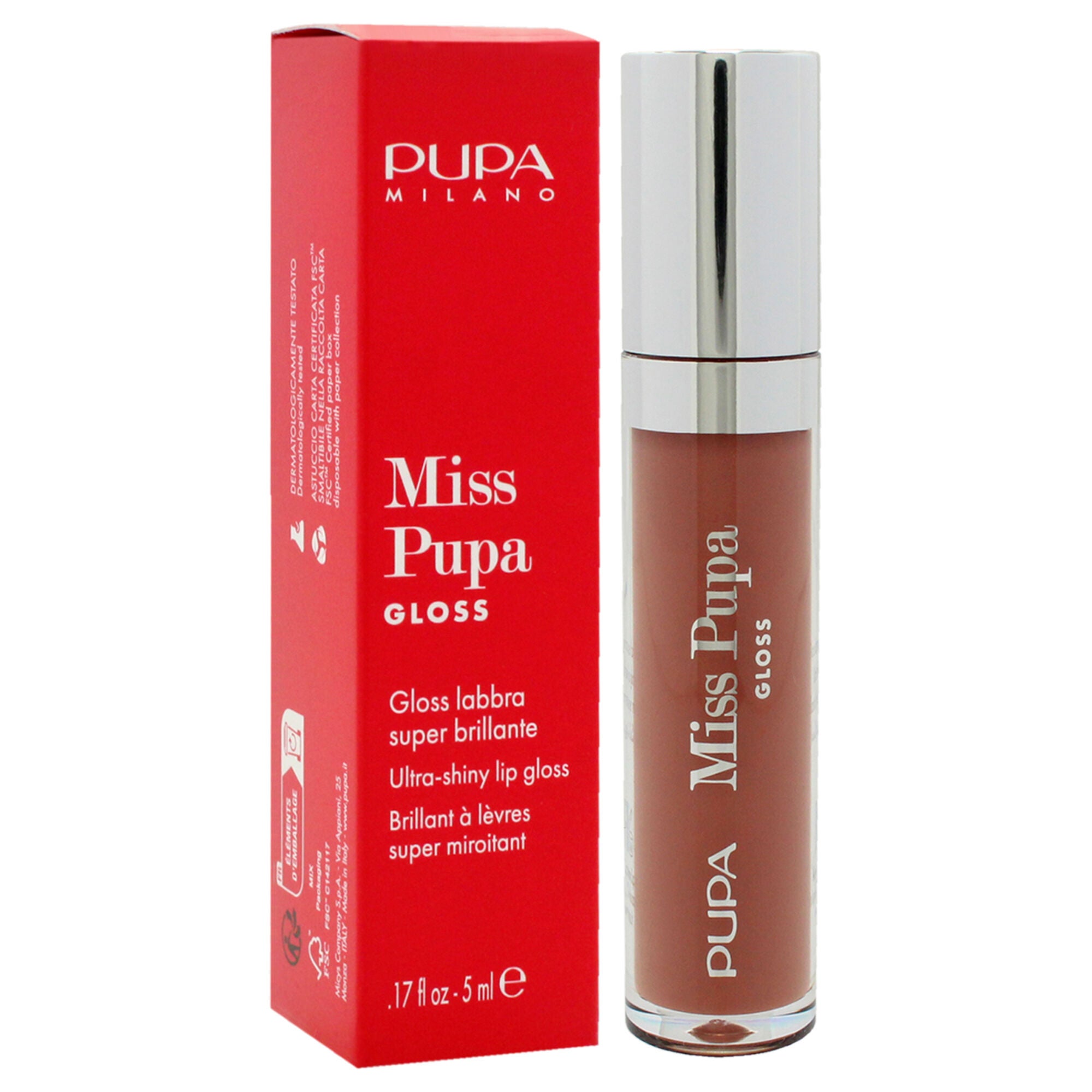 Miss Pupa Gloss Ultra-Shine Lip Gloss - 404 Warm Nude by Pupa Milano for Women - 0.17 oz Lip Gloss, See Description, alternate image number 2