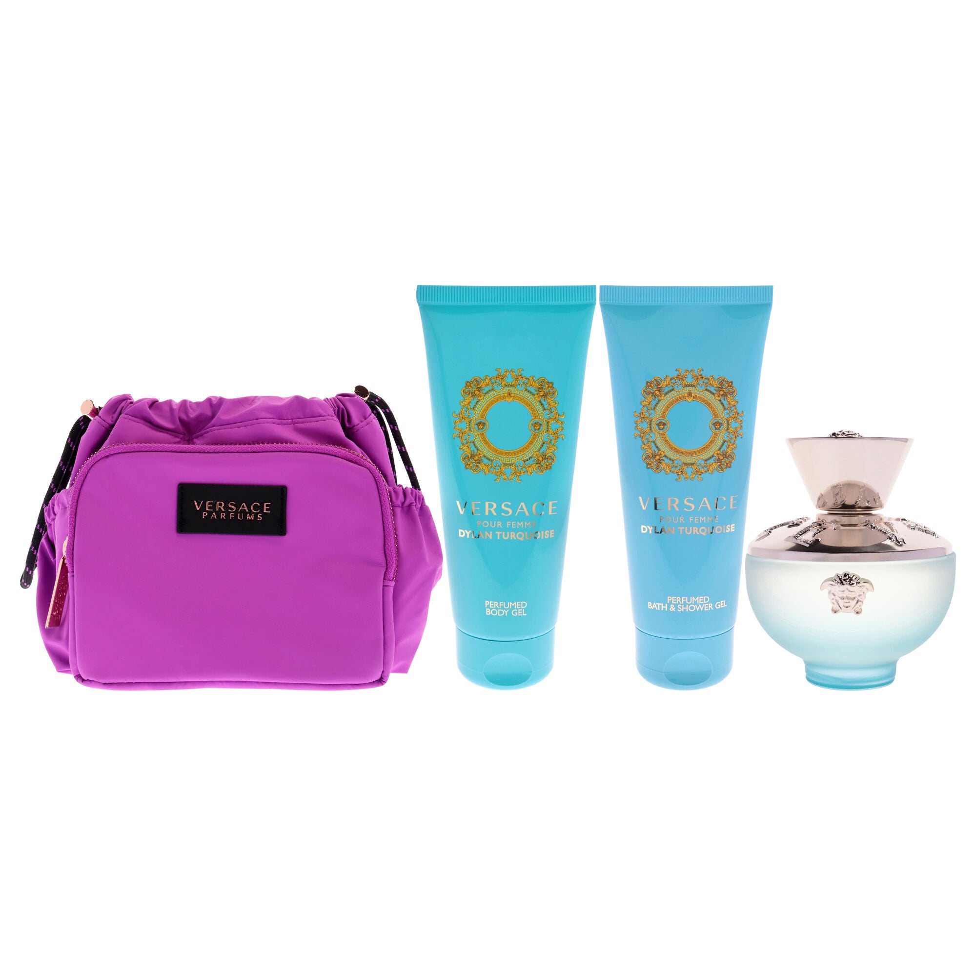 Dylan Turquoise Pour Femme by Versace for Women - 4 Pc Gift Set 3.4oz EDT Spray, 3.4oz Perfumed Body Gel, 3.4oz Perfumed Bath and Shower Gel, Pouch, See Description, alternate image number 4