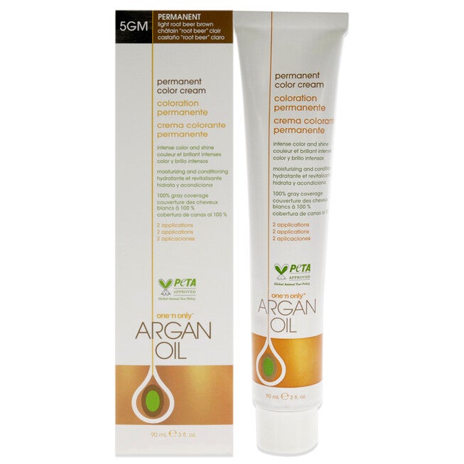 Argan Oil Permanent Color Cream - 5GM Light Root Beer Brown by One n Only for Unisex - 3 oz Hair Color, See Description, hi-res image number 0