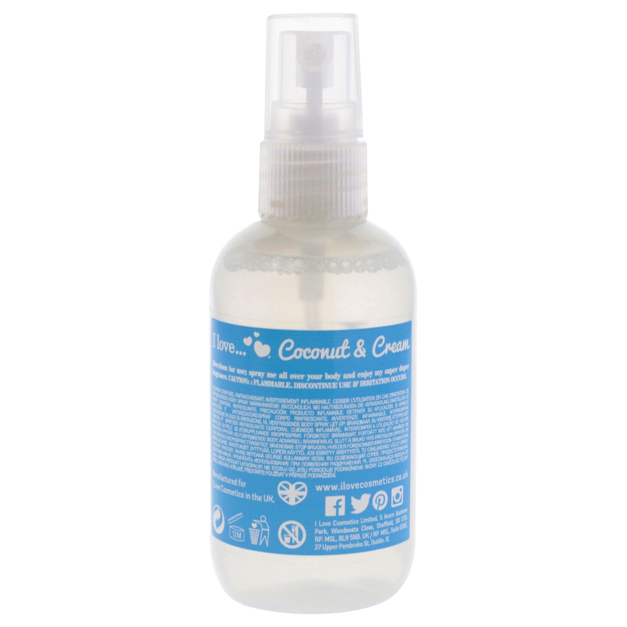 Refreshing Body Spritzer - Coconut and Cream by I Love Cosmetics for Women - 3.4 oz Body Spray, See Description, alternate image number 1