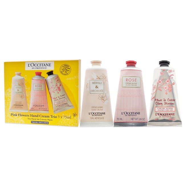 Pink Flowers Hand Cream Trio by LOccitane for Unisex - 3 x 2.6 oz Neroli and Orchidee Hand Cream, Rose Hand Cream, Cherry Blossom Hand Cream, NA, alternate image number null