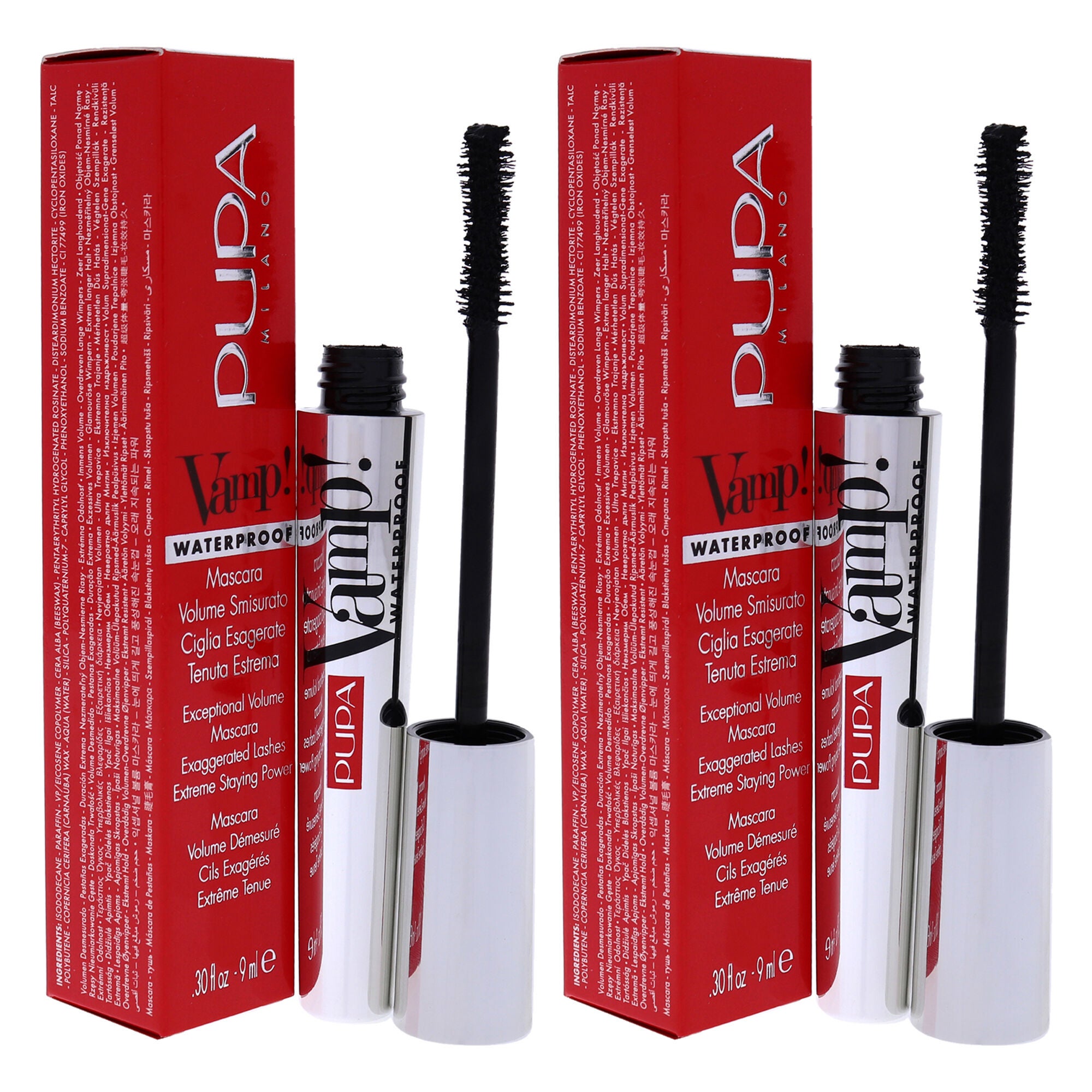 Vamp! Waterproof Mascara - 001 Extra Black by Pupa Milano for Women - 0.30 oz Mascara - Pack of 2, , alternate image number 6