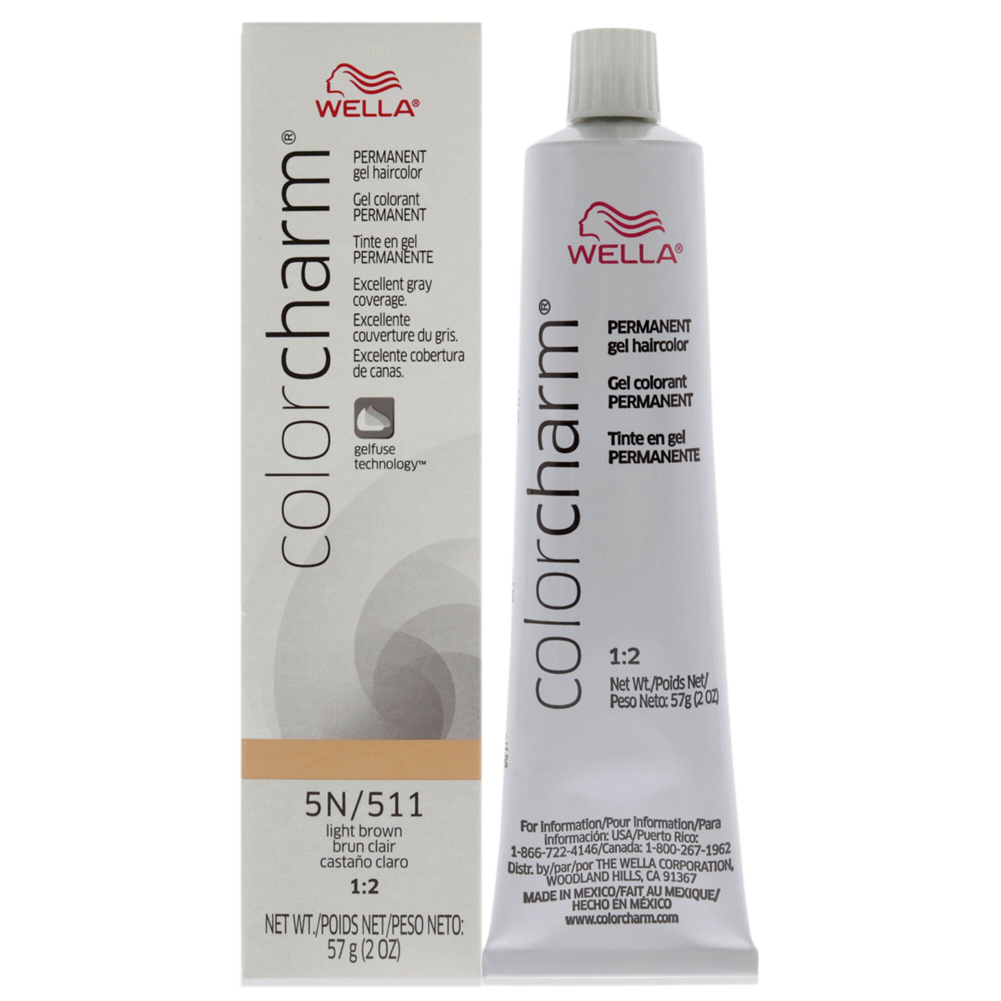 Color Charm Permanent Creme Gel Hair Color - 511 5N Light Brown by Wella for Unisex - 2 oz Hair Color, See Description, hi-res image number 0