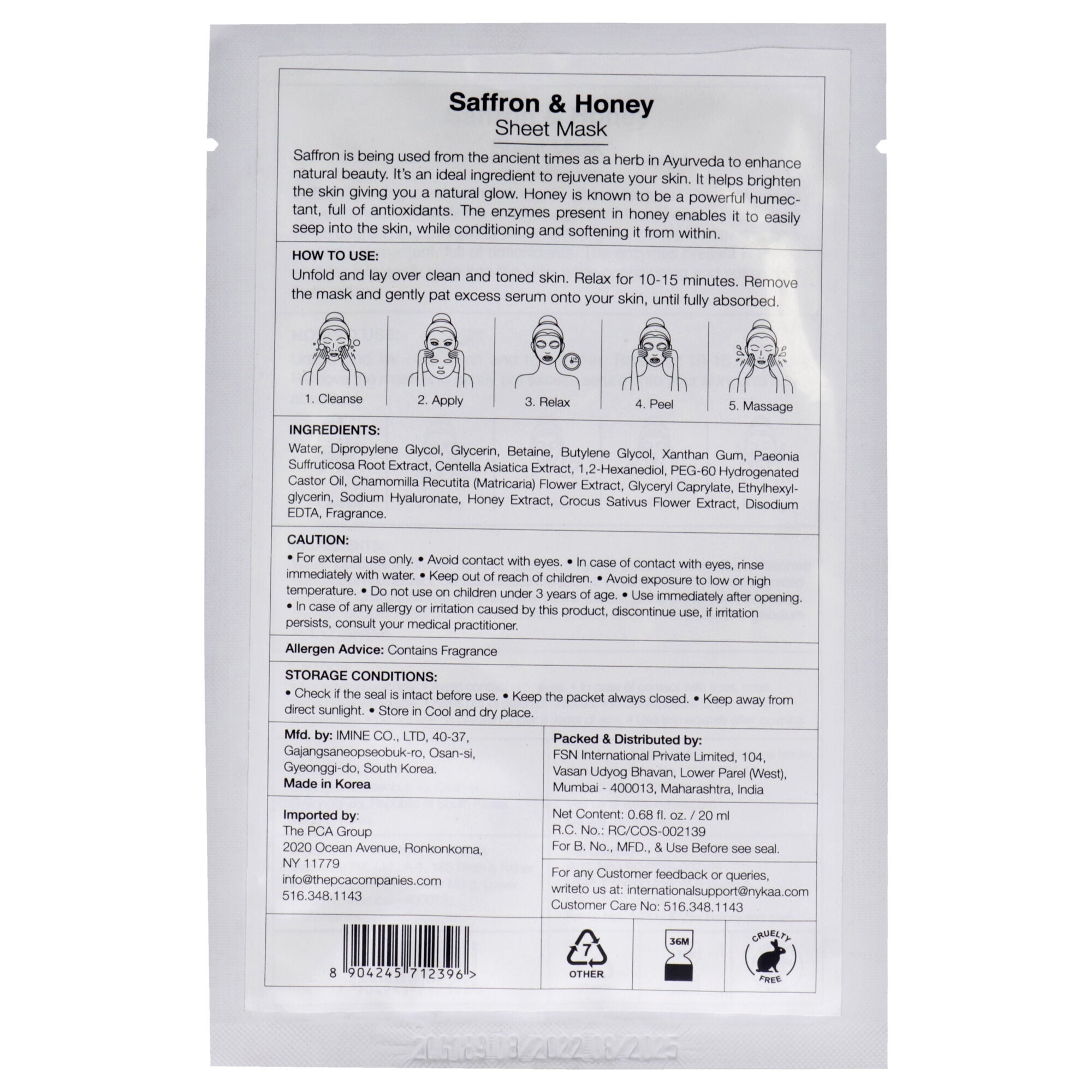 Skin Secrets Sheet Mask - Saffron and Honey by Nykaa Naturals for Women - 1 Pc Mask, See Description, alternate image number 2