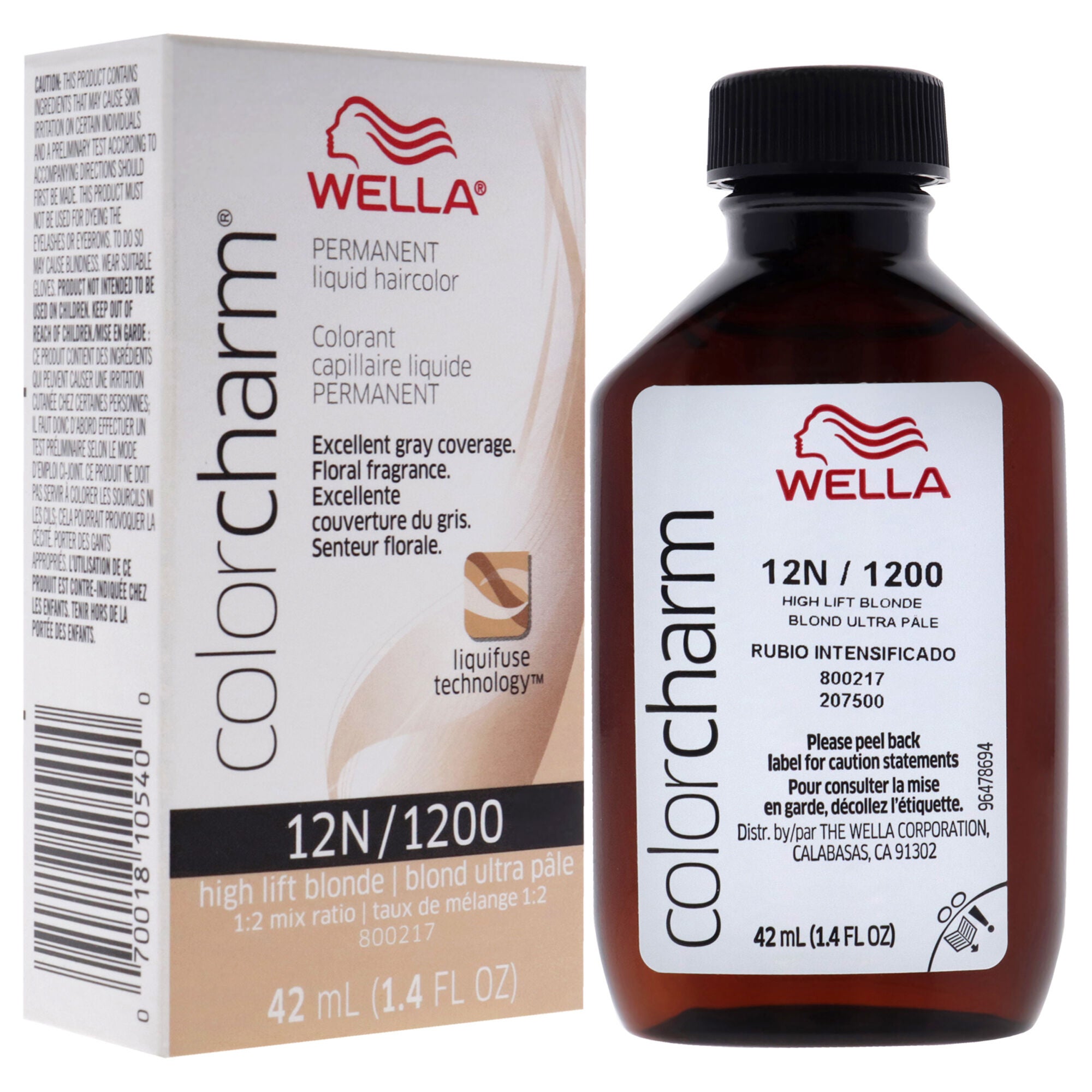 Color Charm Permanent Liquid Hair Color - 12N 1200 High Lift Blonde by Wella for Unisex - 1.42 oz Hair Color, See Description, alternate image number 2