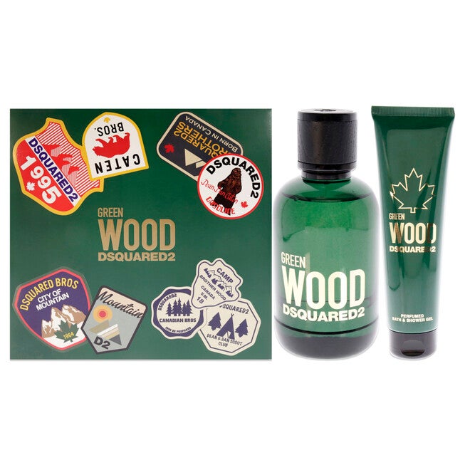 Green Wood by Dsquared2 for Men - 2 Pc Gift Set 3.4oz EDT Spray, 5.0oz Bath and Shower Gel, NA, hi-res image number null