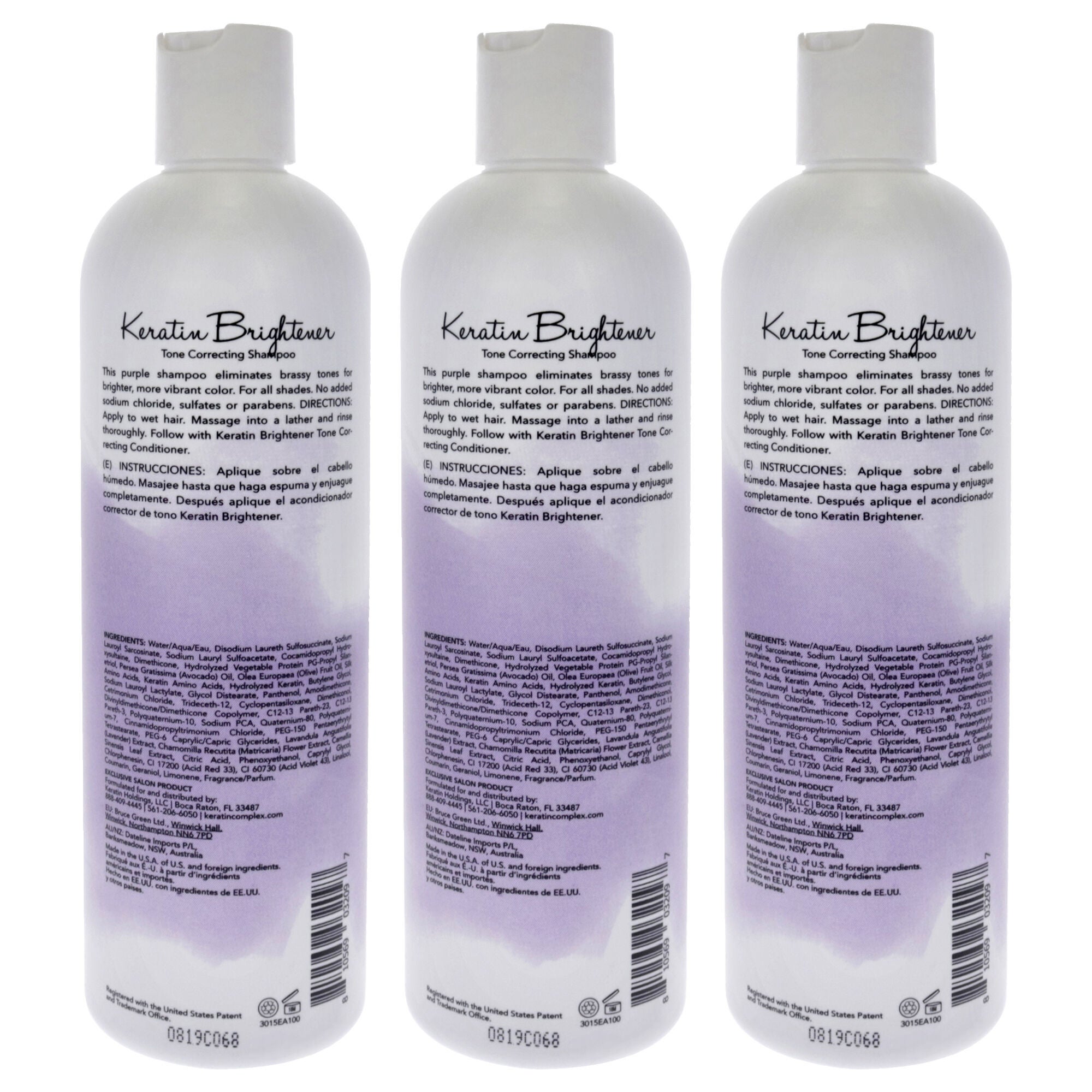 Keratin Brightener Shampoo by Keratin Perfect for Unisex - 12 oz Shampoo - Pack of 3, See Description, alternate image number 1