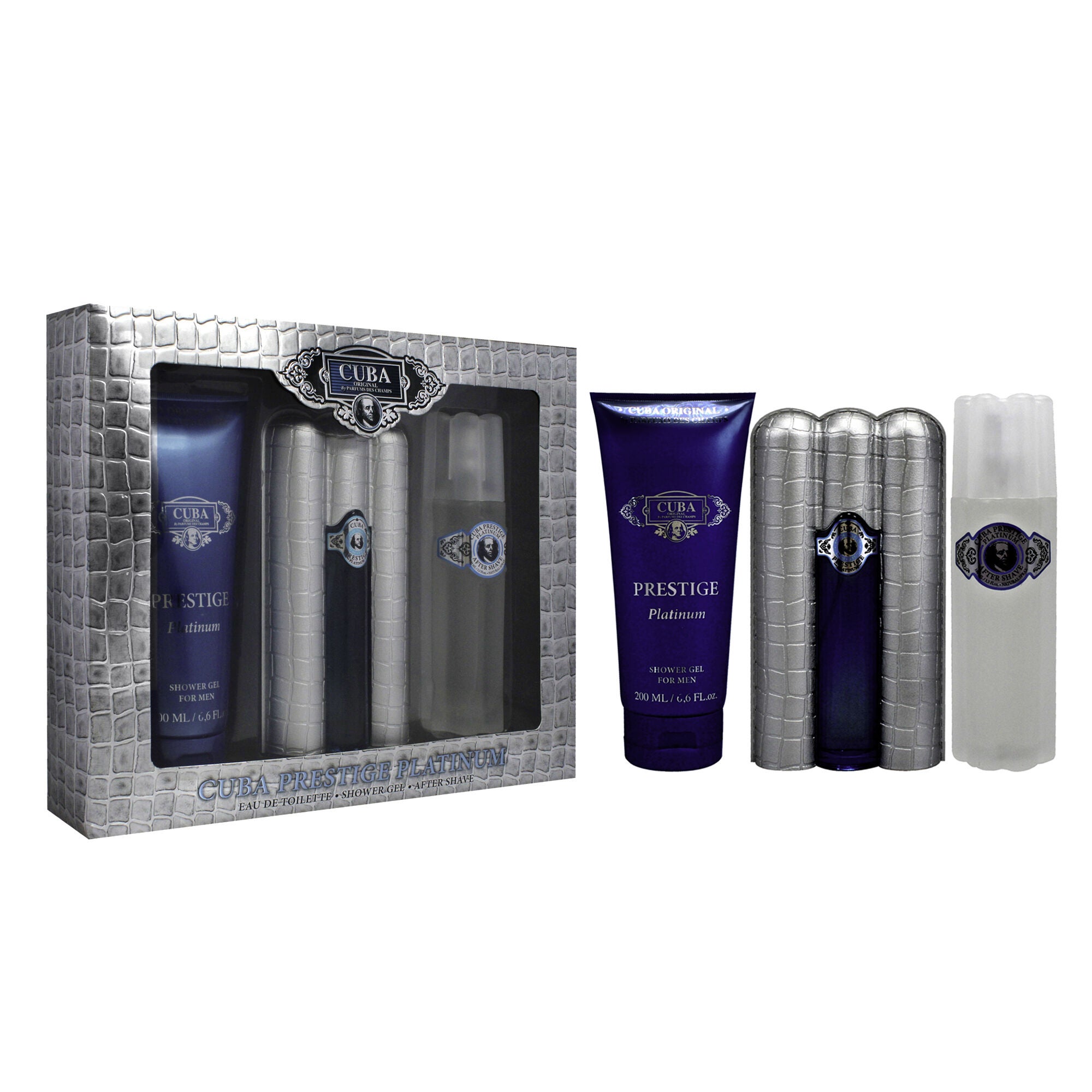 Cuba Prestige Platinum by Cuba for Men - 3 Pc Gift Set 3oz EDT Spray, 6.7oz Shower Gel, 3.3oz After Shave, See Description, alternate image number 1