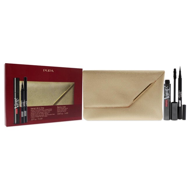 Vamp! All in One and Skinny Liner Set by Pupa Milano for Women - 3 Pc 0.30oz Vamp! All in One Mascara - 101 Black, 0.034oz Skinny Liner, Handy Bag, See Description, alternate image number 1