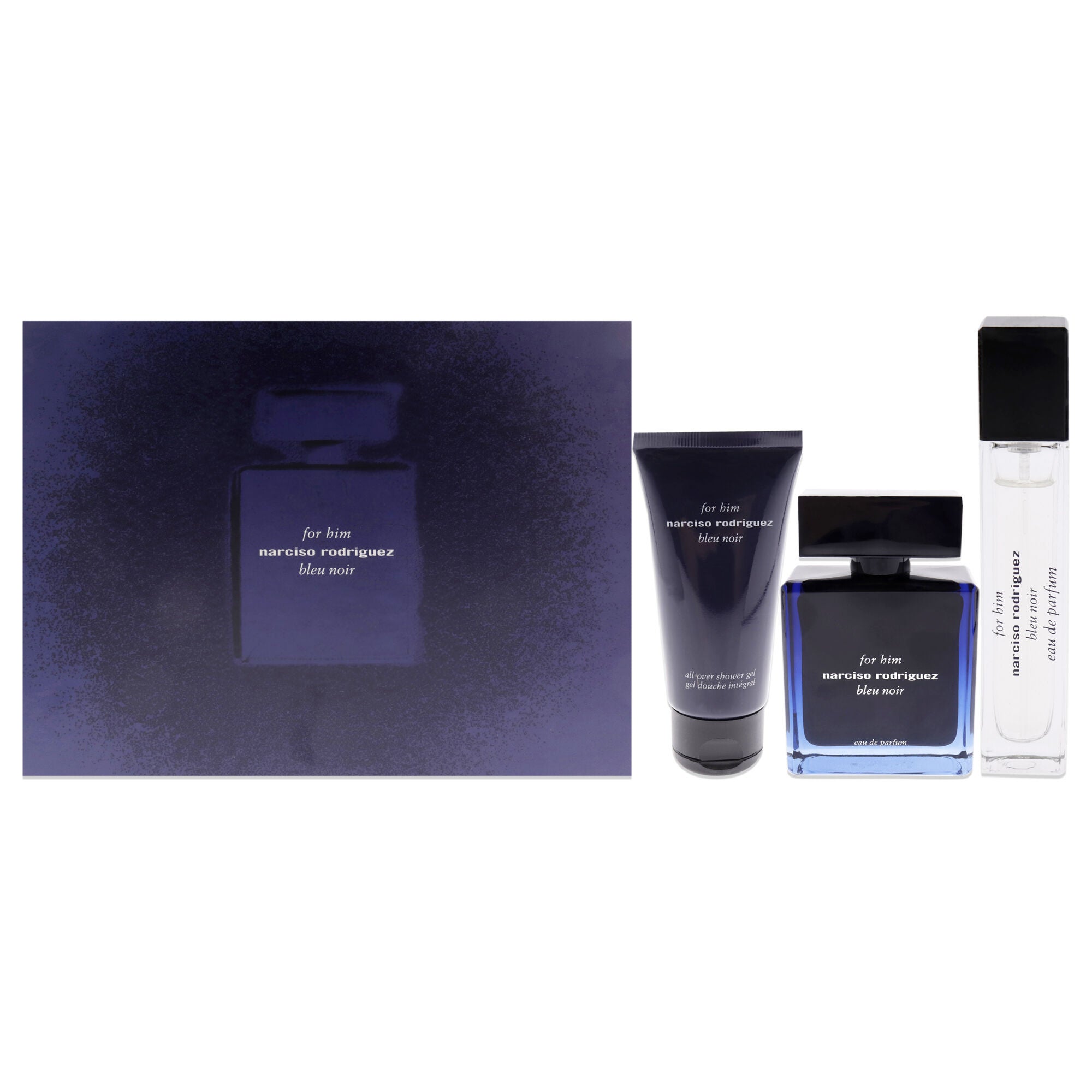 Bleu Noir by Narciso Rodriguez for Men - 3 Pc Gift Set 3.3oz EDP Spray, 1.6oz Shower Gel, 10ml EDP Spray, See Description, hi-res image number 0