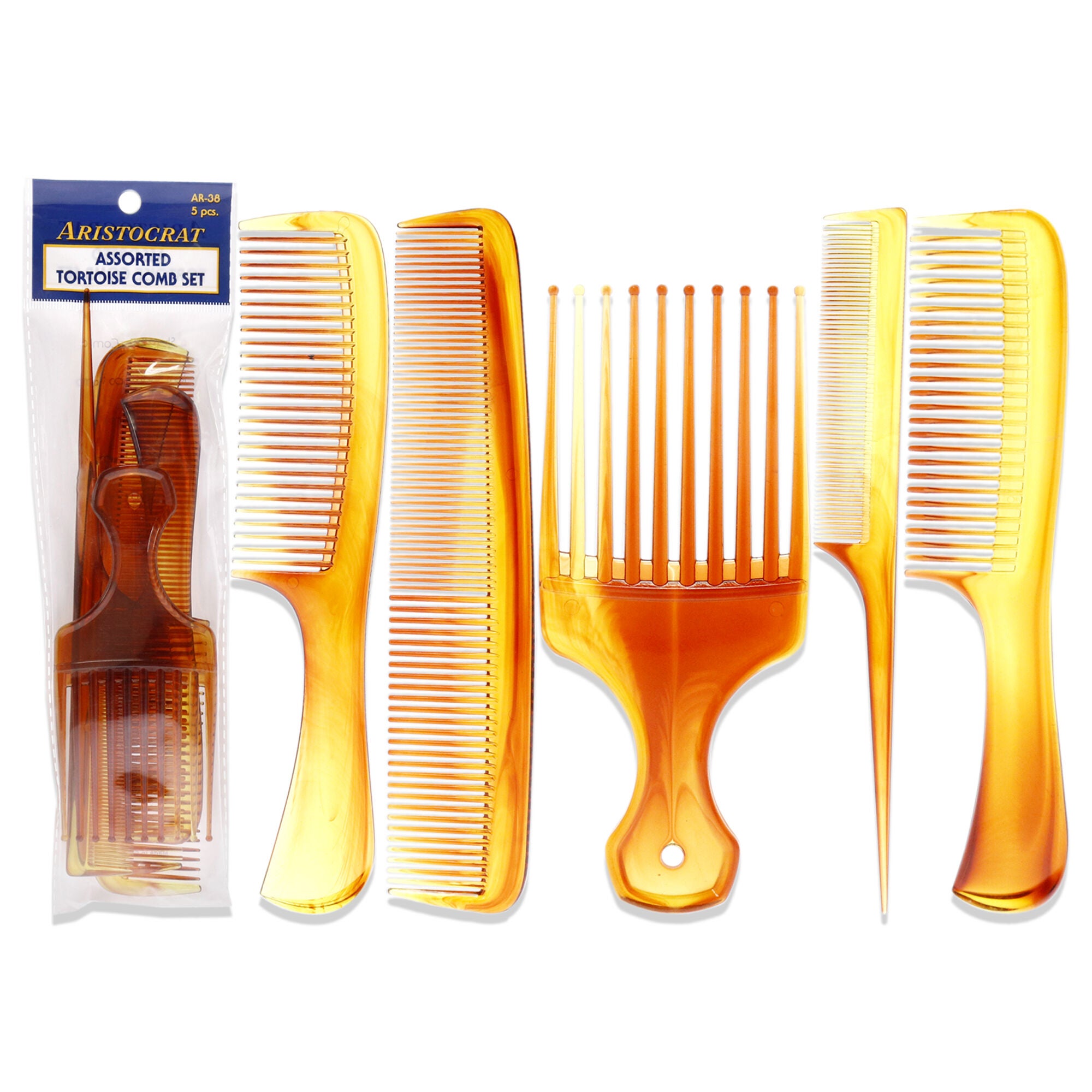 Assorted Tortoise Comb Set by Aristocrat for Unisex - 5 Pc Comb, See Description, hi-res image number 0