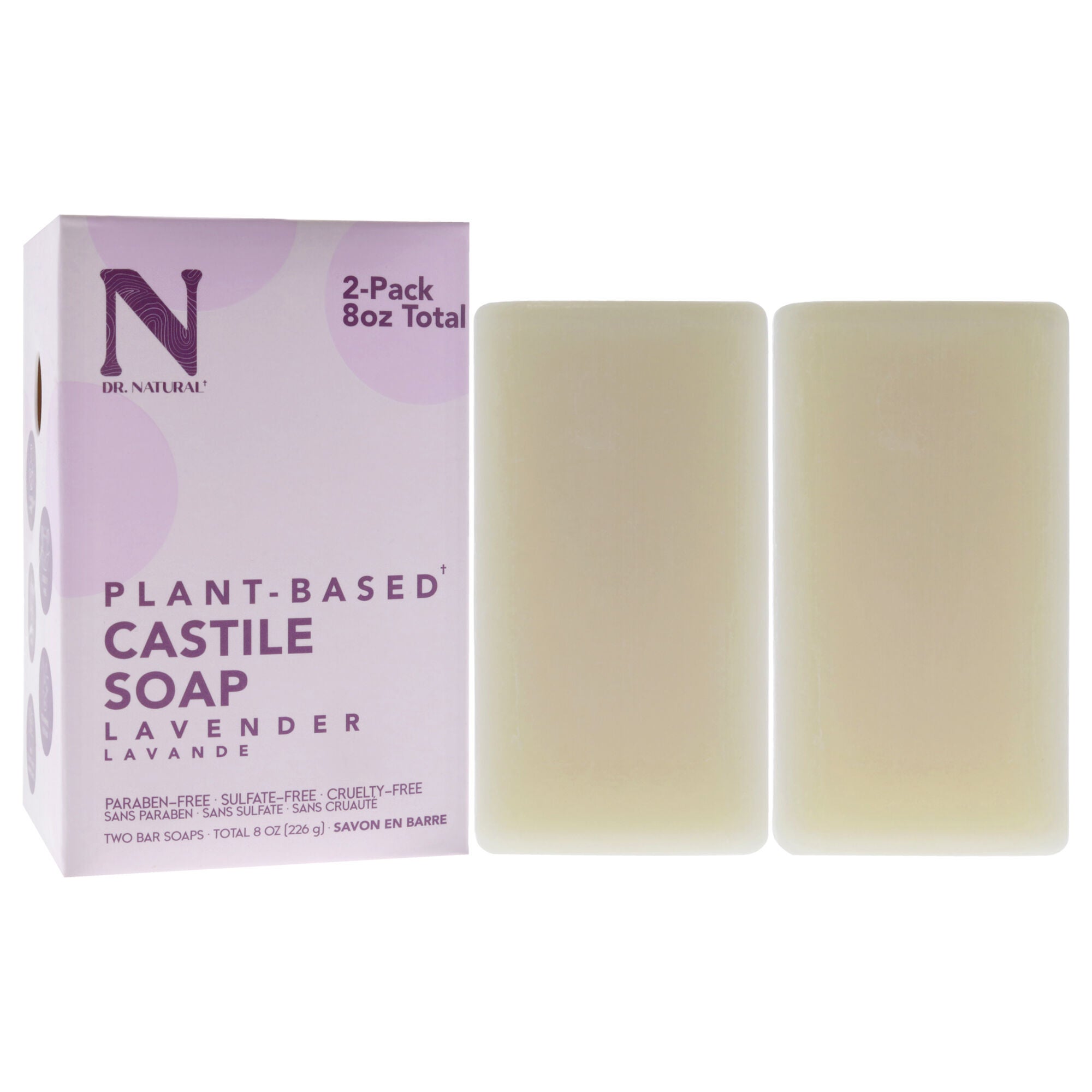 Castile Bar Soap - Lavender by Dr. Natural for Unisex - 2 x 8 oz Soap, See Description, alternate image number 2