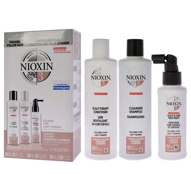 System 3 Kit by Nioxin for Unisex - 3 Pc 10.1oz Color Safe Cleanser Shampoo, 10.1 oz Color Conditioner, 1Liter Color Safe Scalp and Hair Treatment, See Description, alternate image number 3
