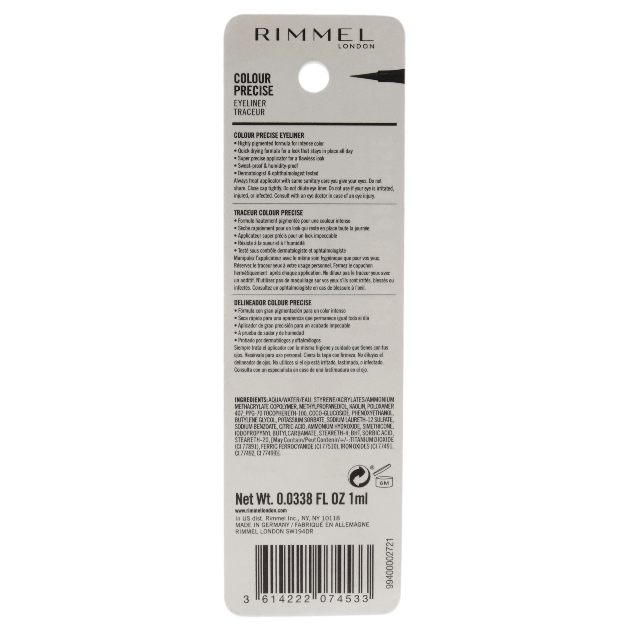 Color Precise Eyeliner - 001 Black by Rimmel London for Women - 0.033 oz Eyeliner, See Description, alternate image number 2