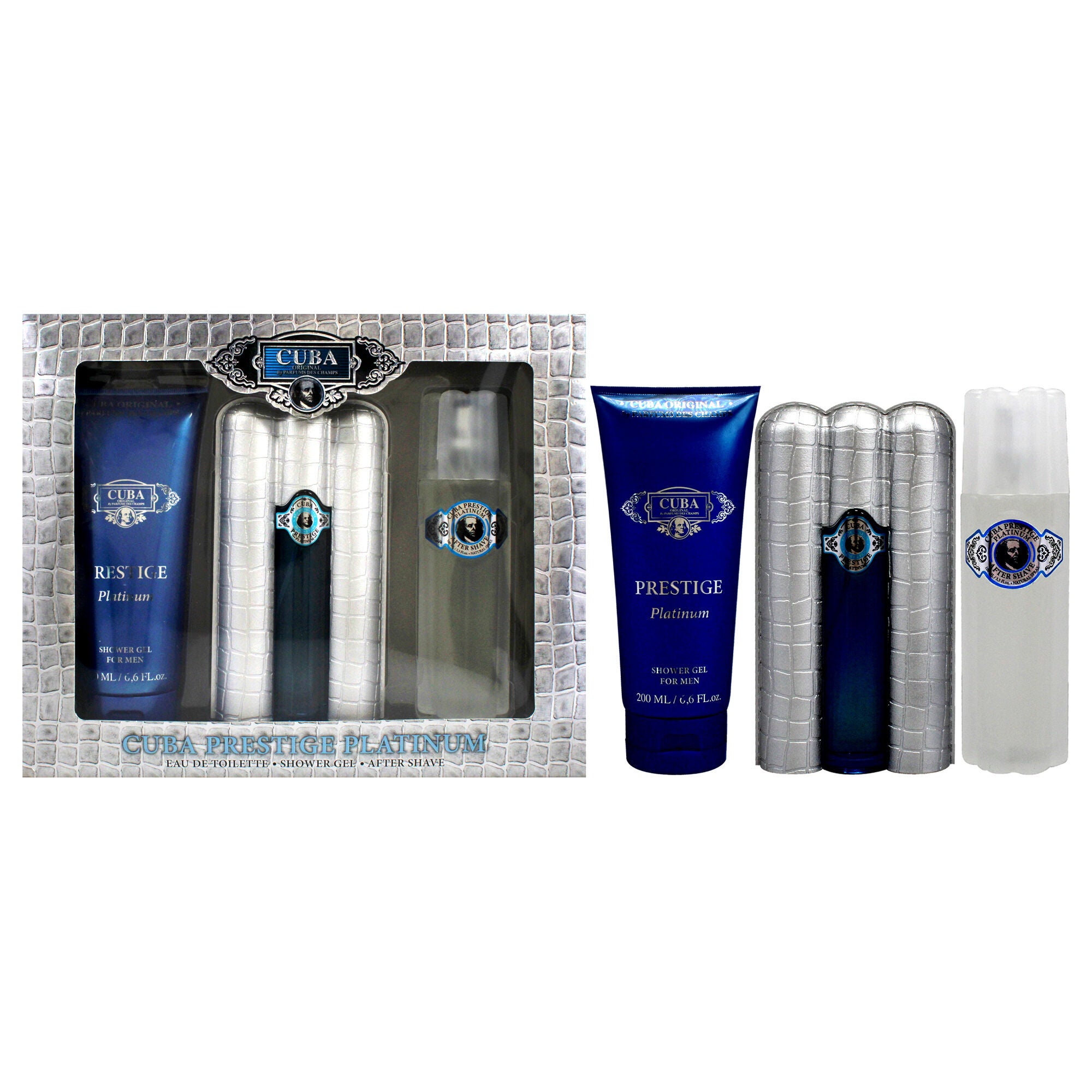 Cuba Prestige Platinum by Cuba for Men - 3 Pc Gift Set 3oz EDT Spray, 6.7oz Shower Gel, 3.3oz After Shave, See Description, hi-res image number 0