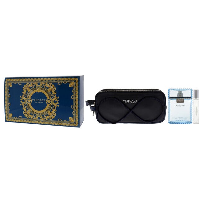 Versace Man Eau Fraiche by Versace for Men - 3 Pc Gift Set 3.4oz EDT Spray, 10ml EDT Spray (Mini), Pouch, NA, alternate image number null