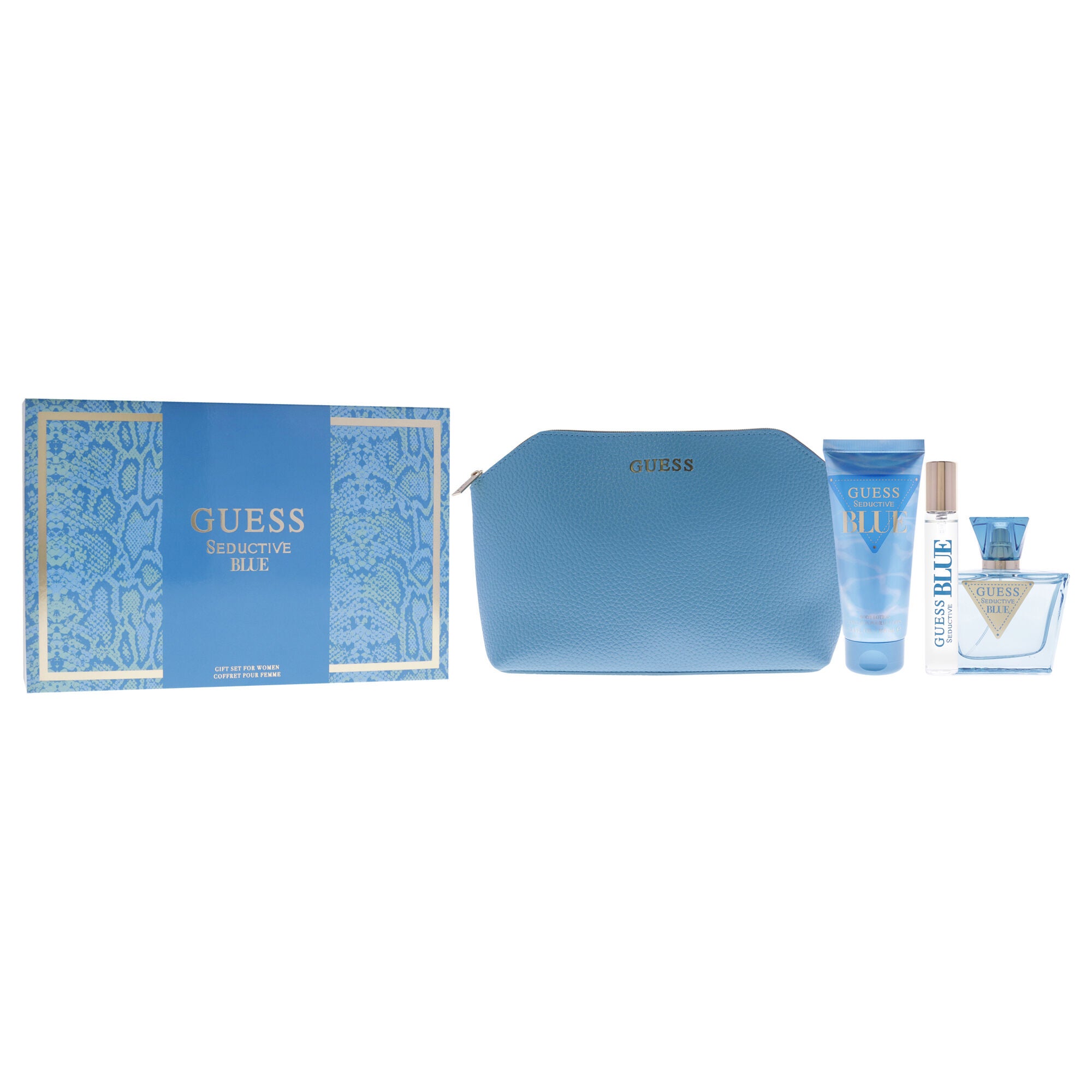 Guess Seductive Blue by Guess for Women - 4 Pc Gift Set 2.5oz EDT Spray, 3.4oz Body Lotion, 0.5oz EDT Spray, Pouch, See Description, alternate image number 2