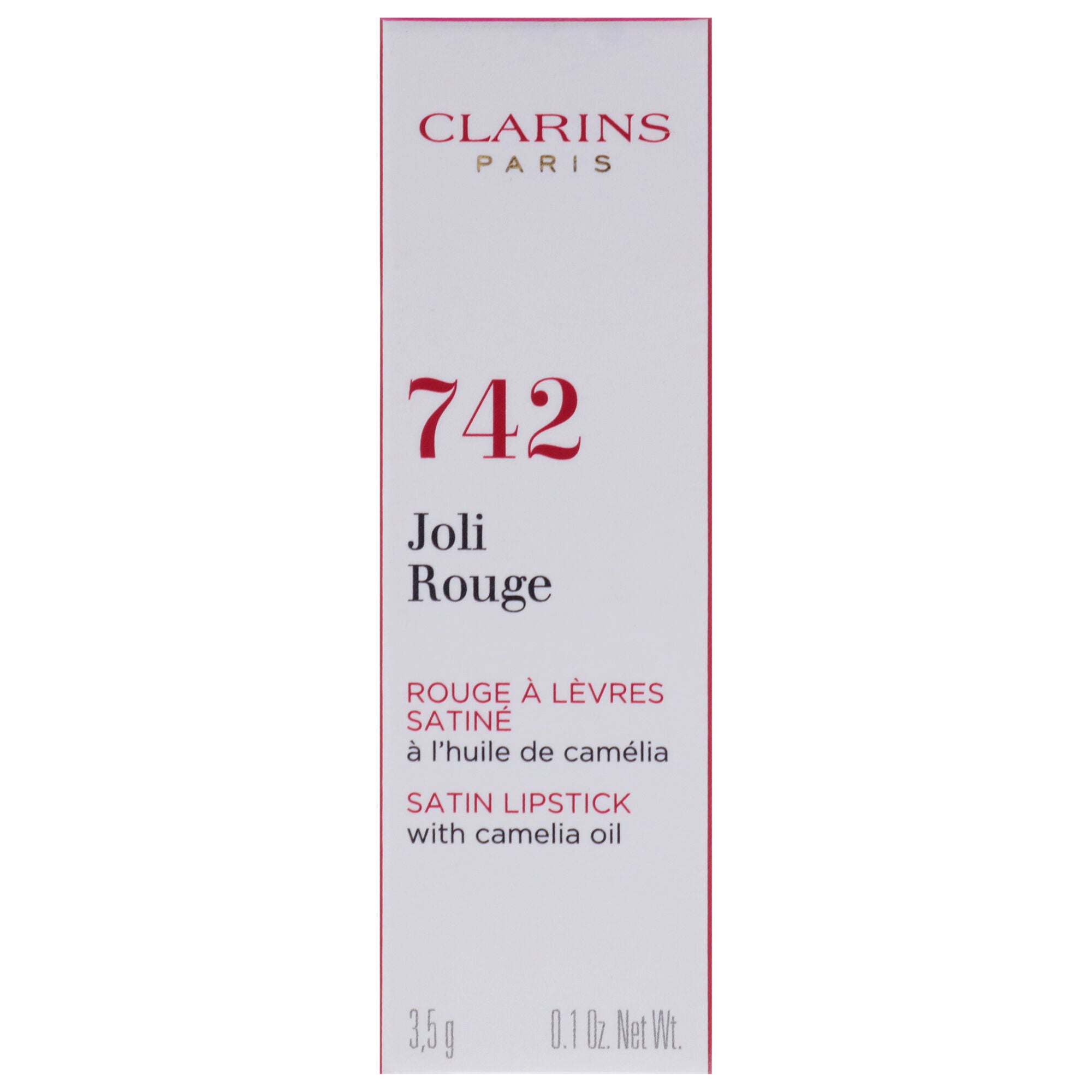 Joli Rouge Satin Lipstick - 742 Joli Rouge by Clarins for Women - 0.1 oz Lipstick, Red, alternate image number 3