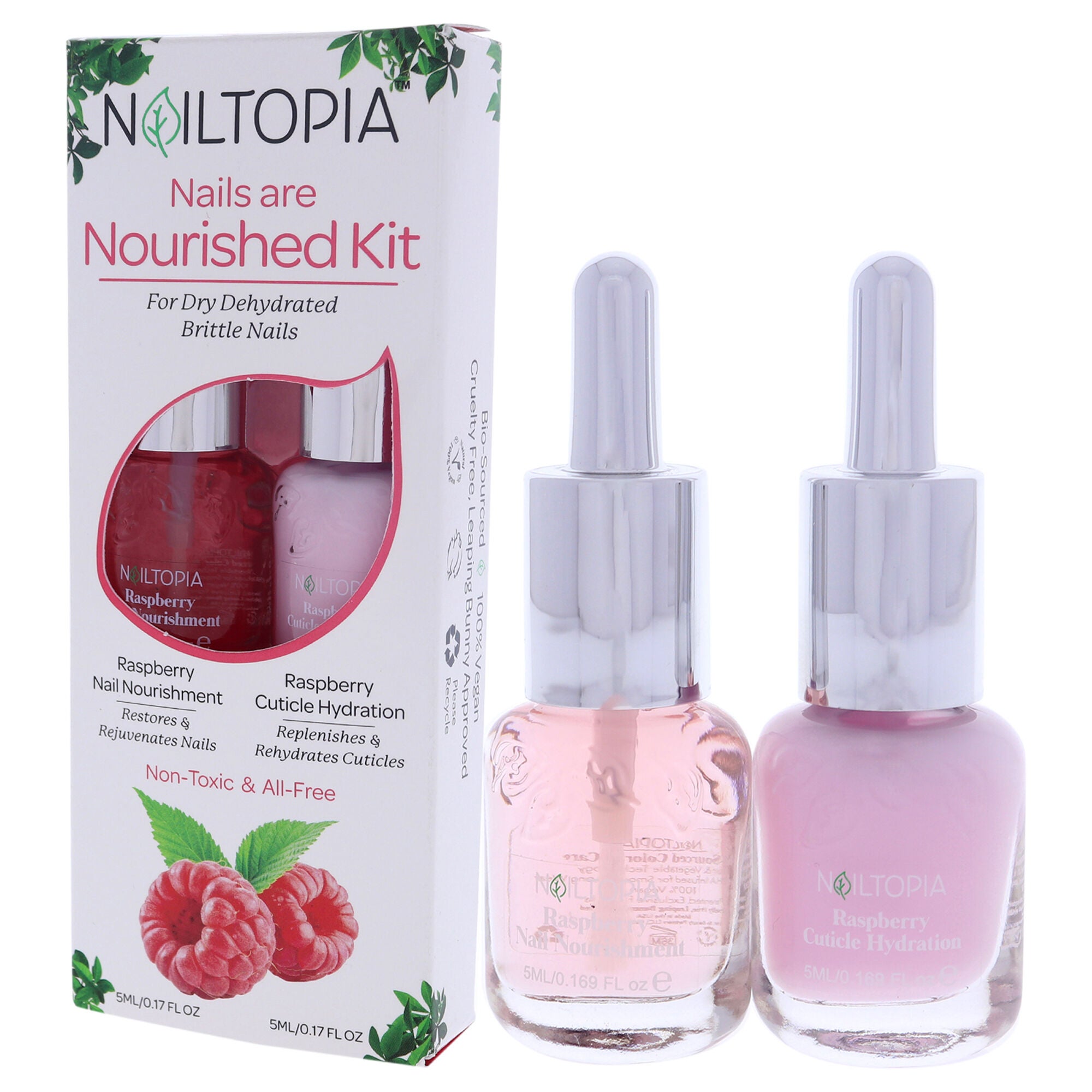 Nails are Nourished Kit by Nailtopia for Women - 2 Pc Kit 0.17oz Nail Nourishment Raspberry, 0.17oz Cuticle Hydration Raspberry, See Description, alternate image number 3