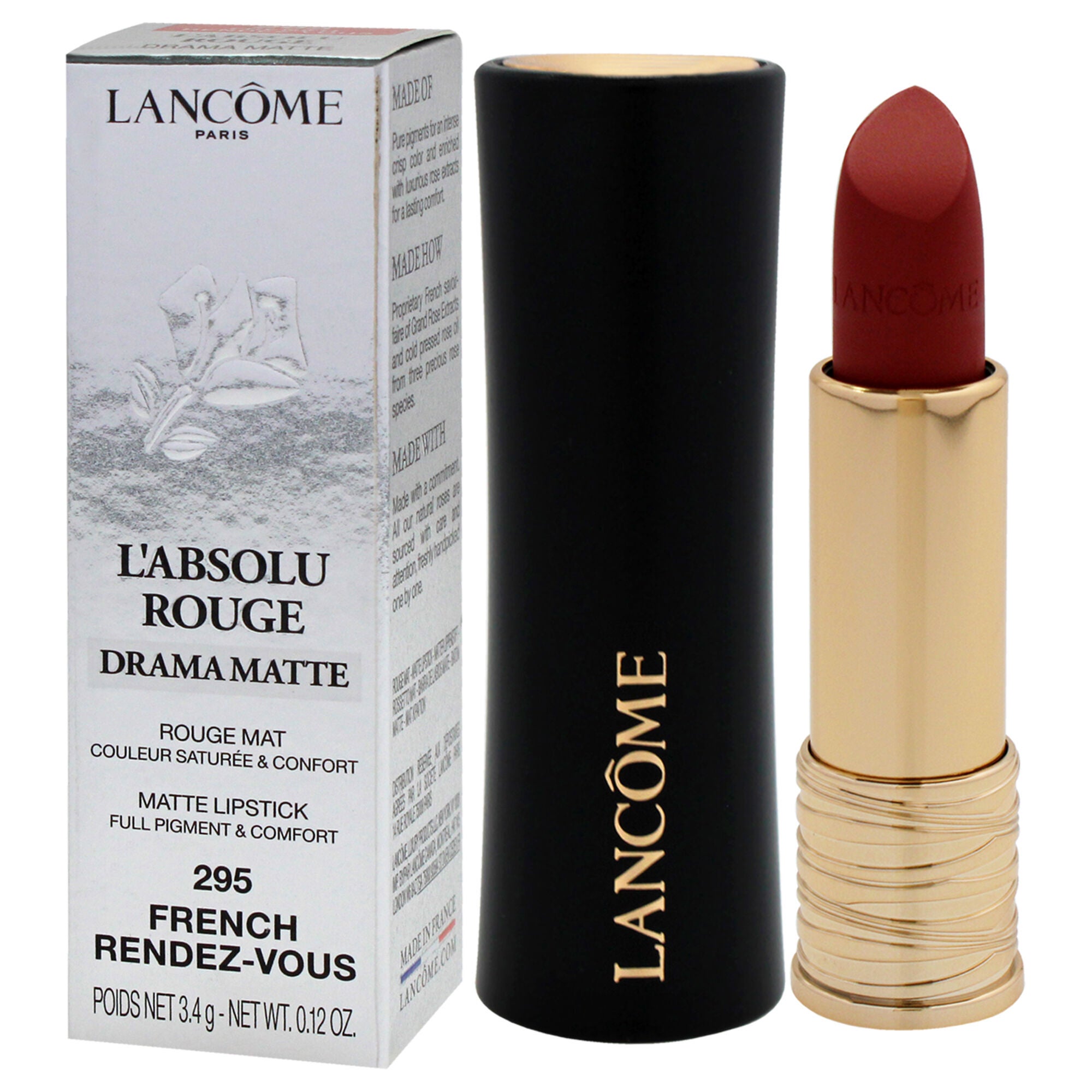 LAbsolu Rouge Drama Matte Lipstick - 295 French Rendezvous by Lancome for Women - 0.12 oz Lipstick, See Description, alternate image number 3