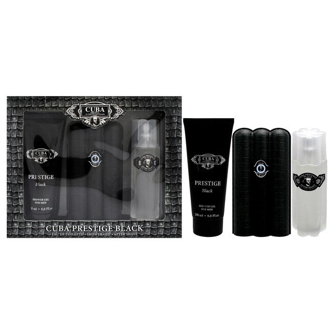 Cuba Prestige Black by Cuba for Men - 3 Pc Gift Set 3oz EDT Spray, 6.6oz Shower Gel, 3.3oz After Shave, See Description, hi-res image number 0