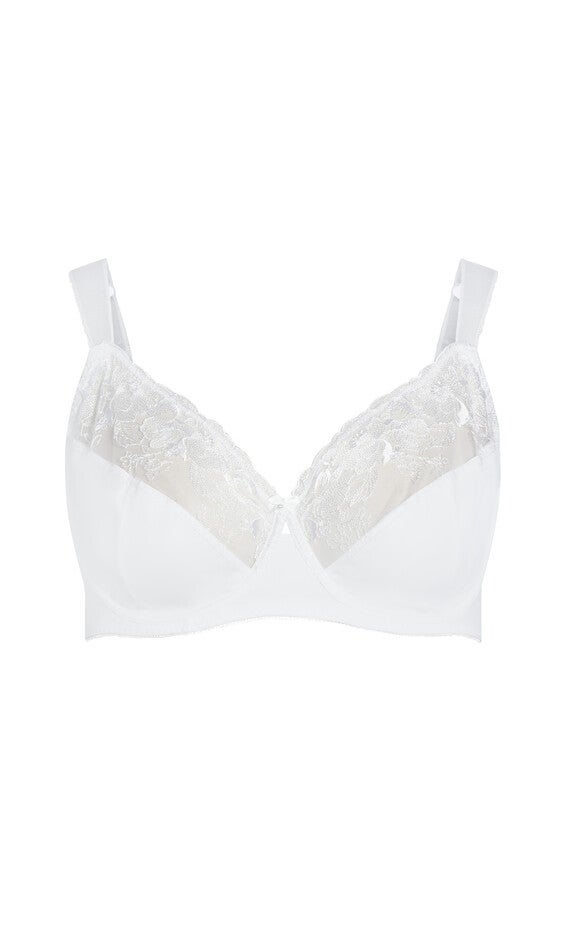 Embroidered Full Support Underwire Bra - white, , alternate image number null