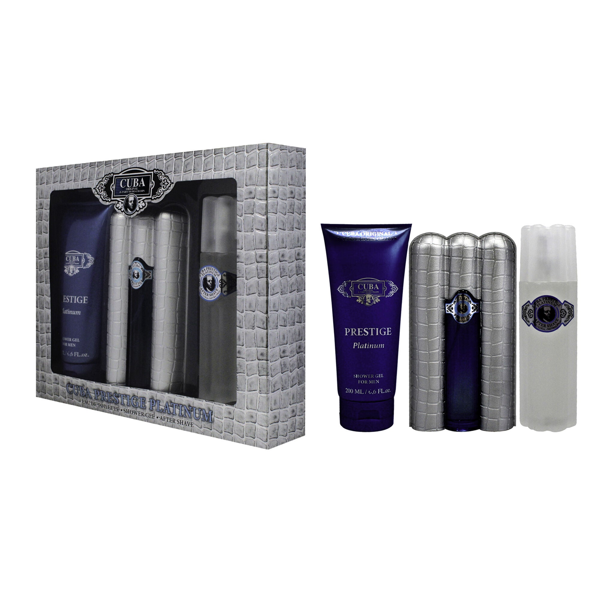 Cuba Prestige Platinum by Cuba for Men - 3 Pc Gift Set 3oz EDT Spray, 6.7oz Shower Gel, 3.3oz After Shave, See Description, alternate image number 3