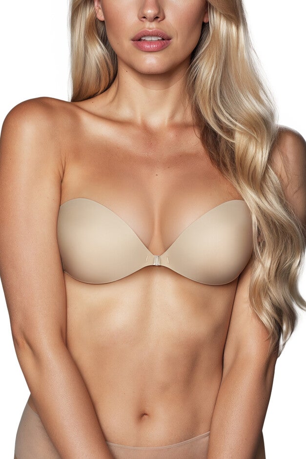 Lightly Padded Luxe Adhesive Fabric Bra, No 3 Buff / Beige, hi-res image number 0