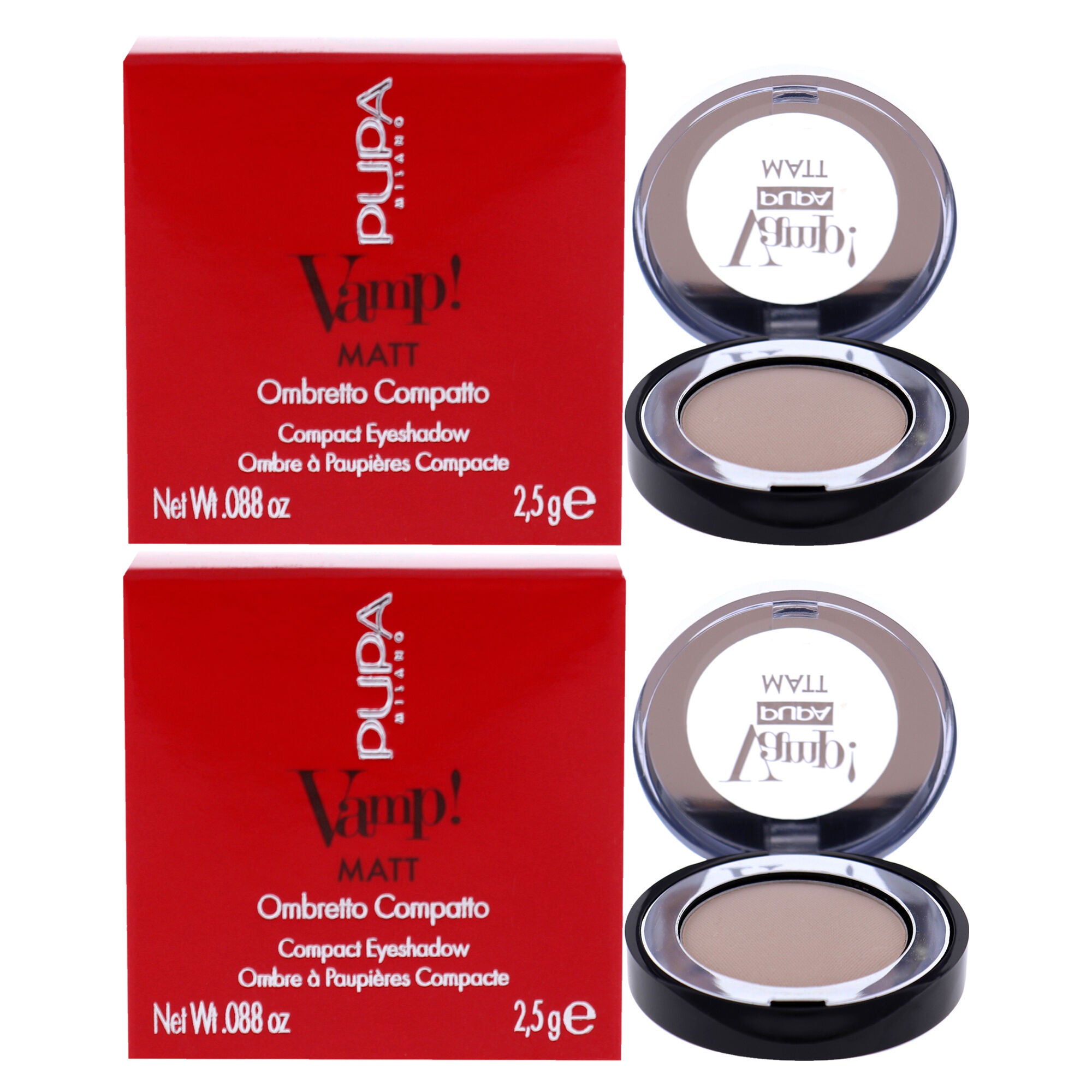 Vamp! Matt Eyeshadow - 020 Vanilla Cream by Pupa Milano for Women - 0.088 oz Eye Shadow - Pack of 2, See Description, hi-res image number 0