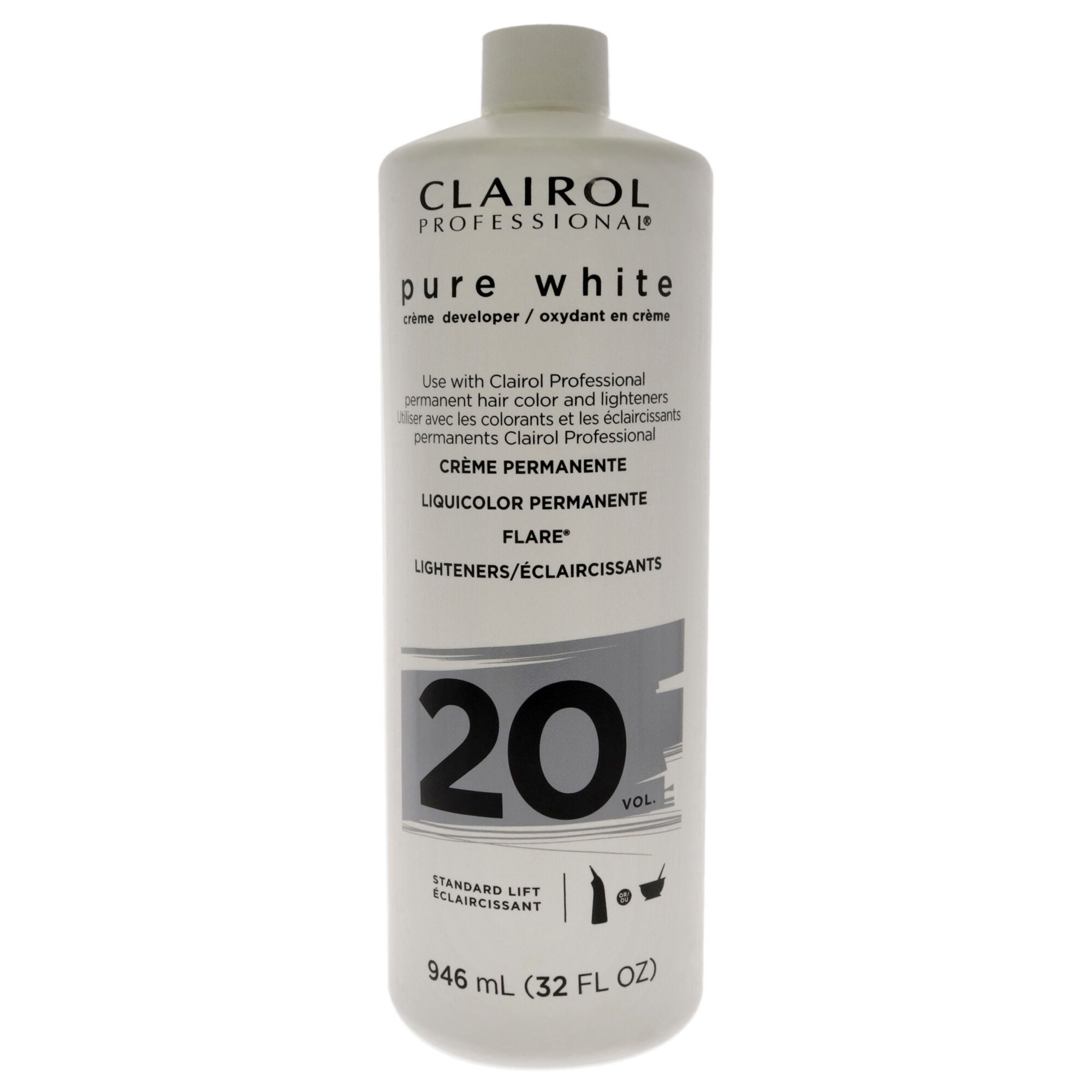 Pure White 20 Volume Creme Developer by Clairol for Unisex - 32 oz Lightener, See Description, hi-res image number 0