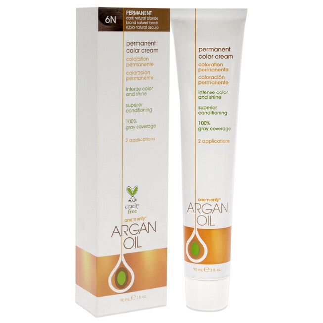 Argan Oil Permanent Color Cream - 6N Dark Natural Blonde by One n Only for Unisex - 3 oz Hair Color, NA, alternate image number null