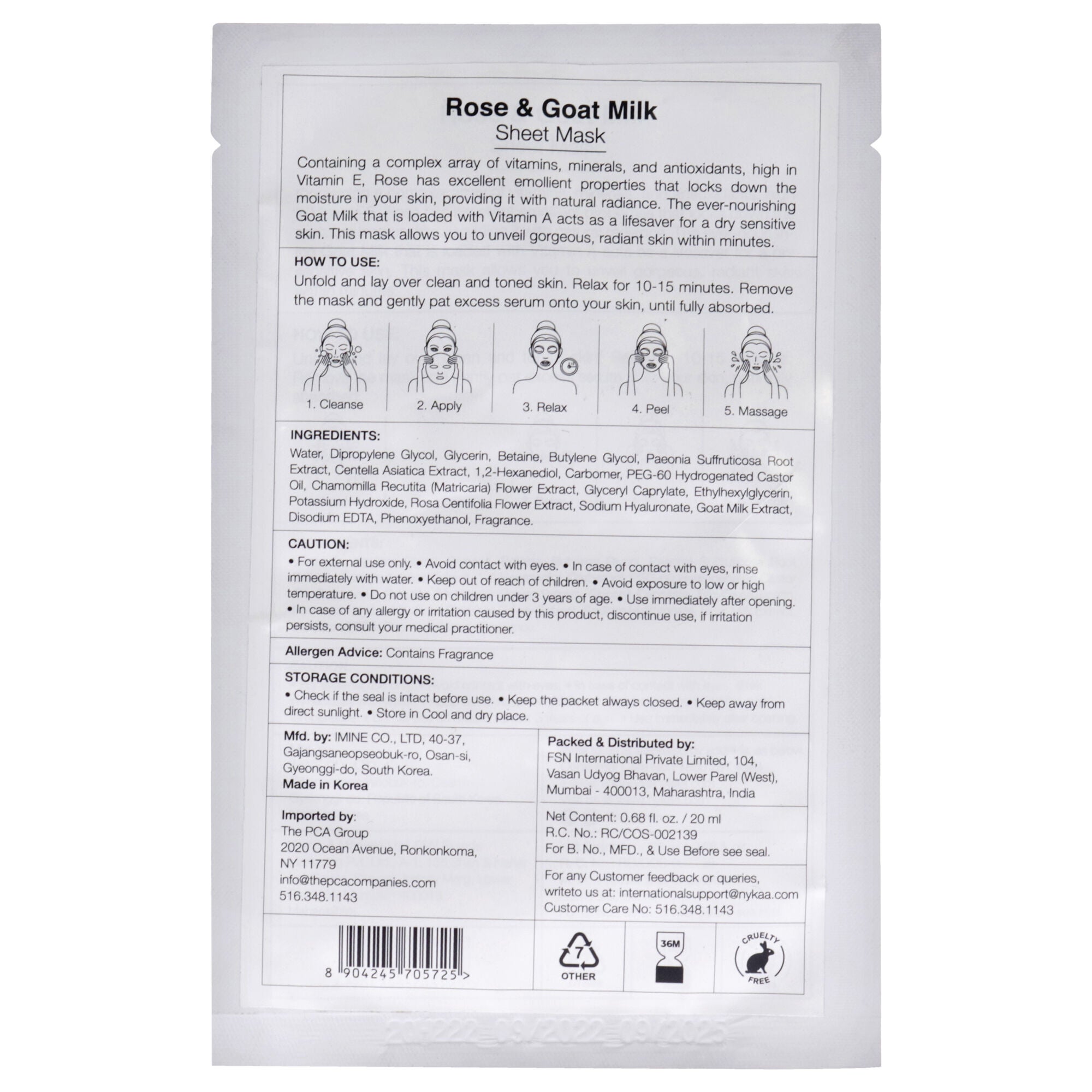 Skin Secrets Sheet Mask - Rose and Goat Milk by Nykaa Naturals for Women - 1 Pc Mask, , alternate image number 3