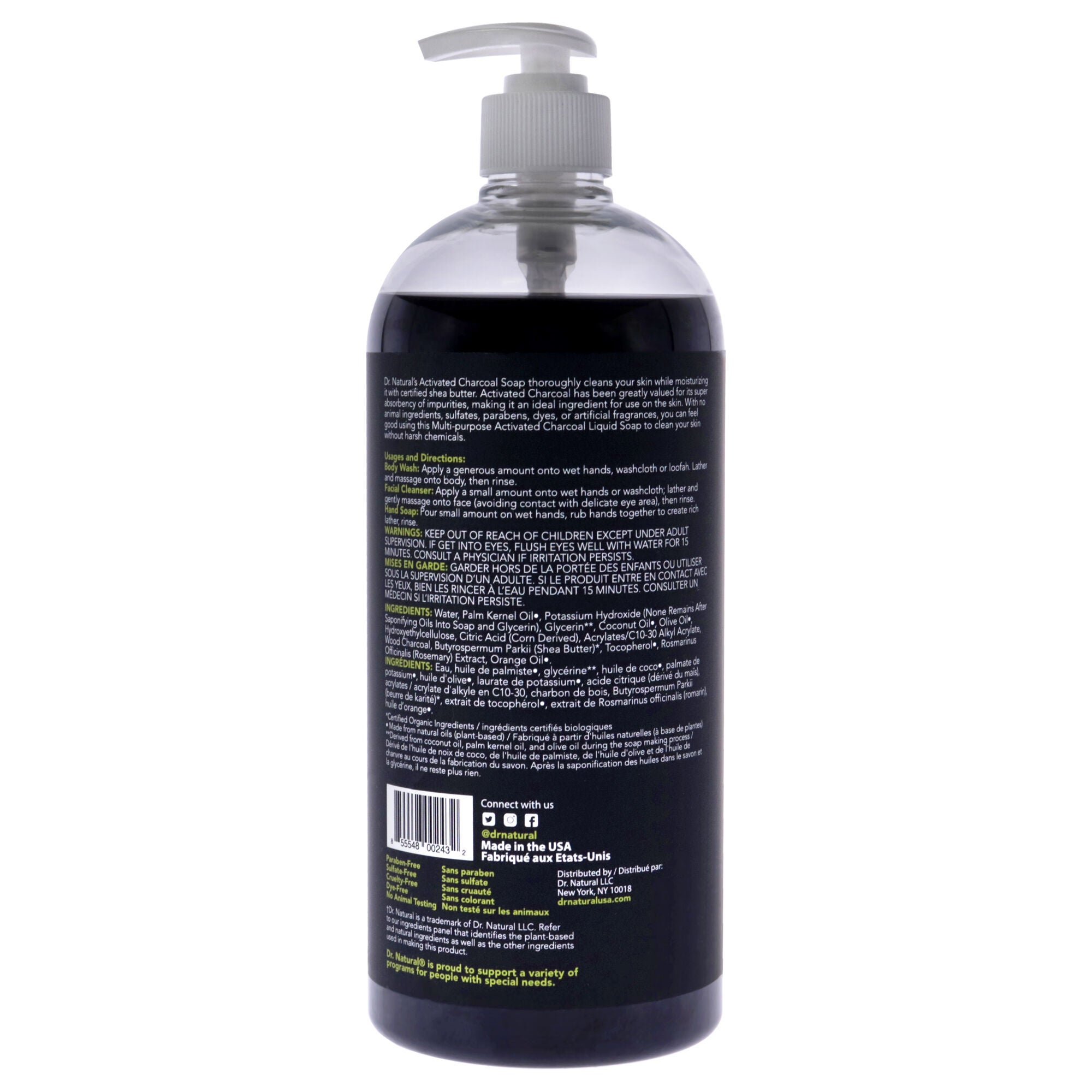 Activated Charcoal Liquid Soap - Citrus by Dr. Natural for Unisex - 32 oz Soap, See Description, alternate image number 1