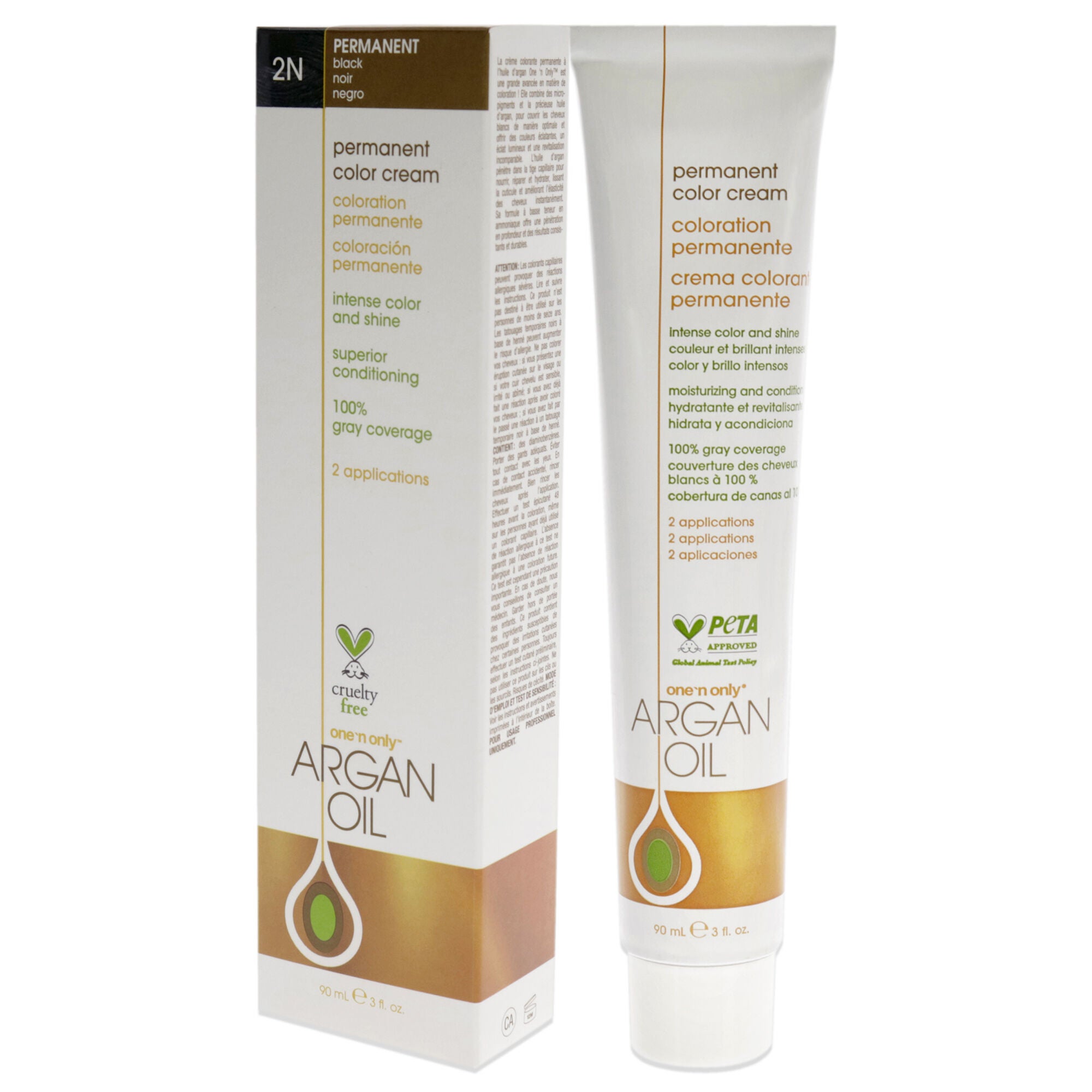 Argan Oil Permanent Color Cream - 2N Black by One n Only for Unisex - 3 oz Hair Color, , alternate image number 7