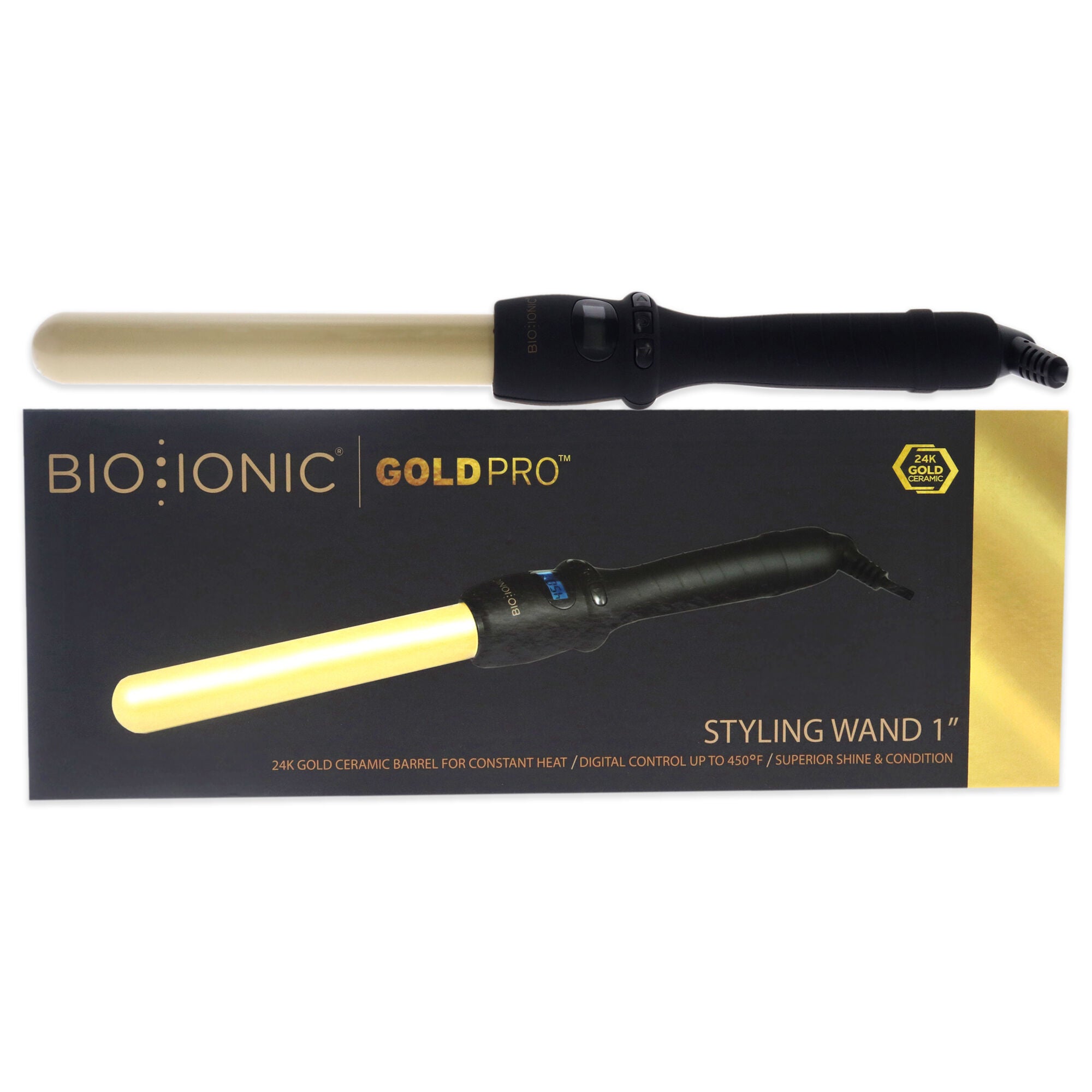 Gold Pro Styling Wand by Bio Ionic for Women - 1 Inch Curling Iron, See Description, hi-res image number 0
