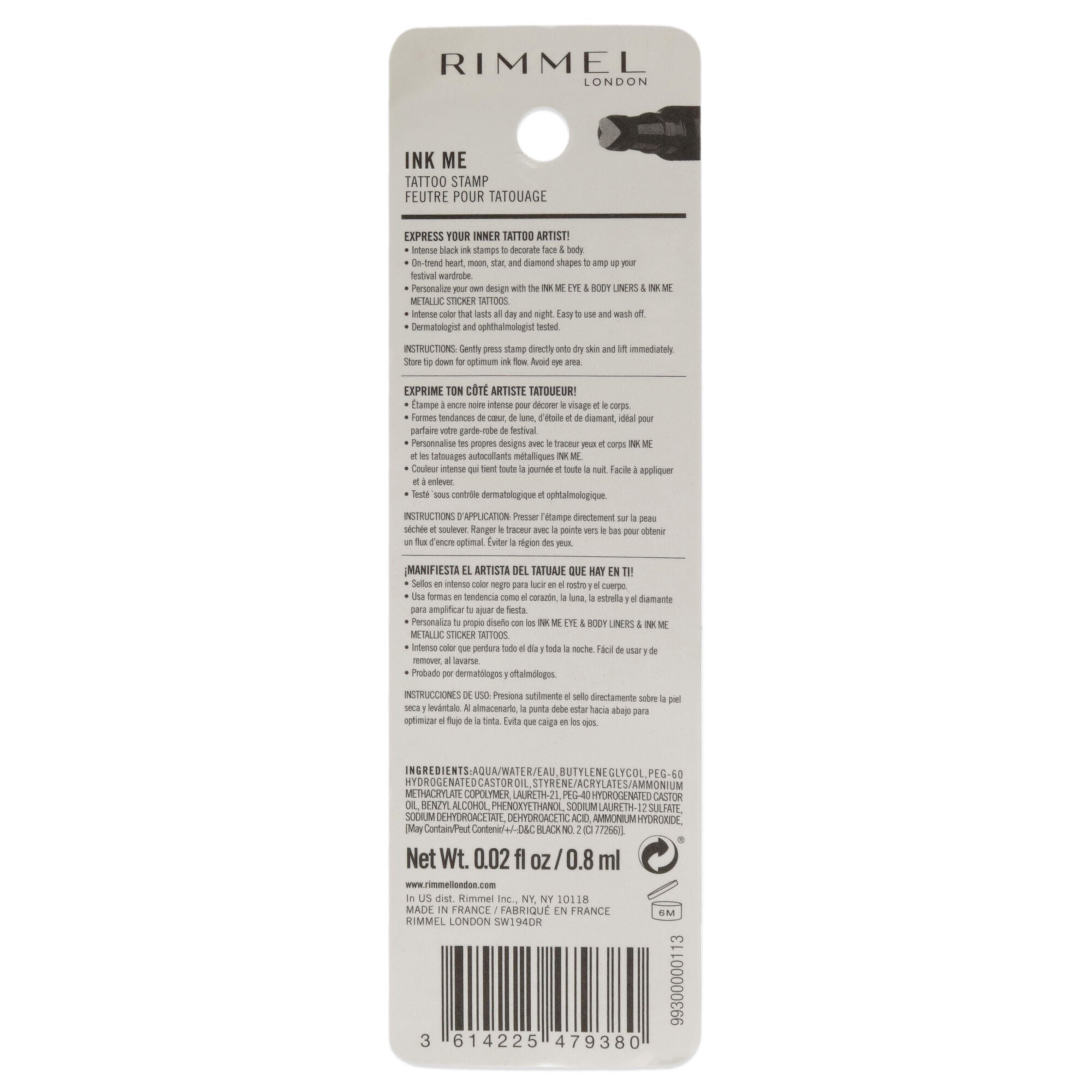 Ink Me Tatto Stamp Eyes and Body - 001 Black Heart Shape by Rimmel London for Women - 0.02 oz Eyeliner, See Description, alternate image number 1