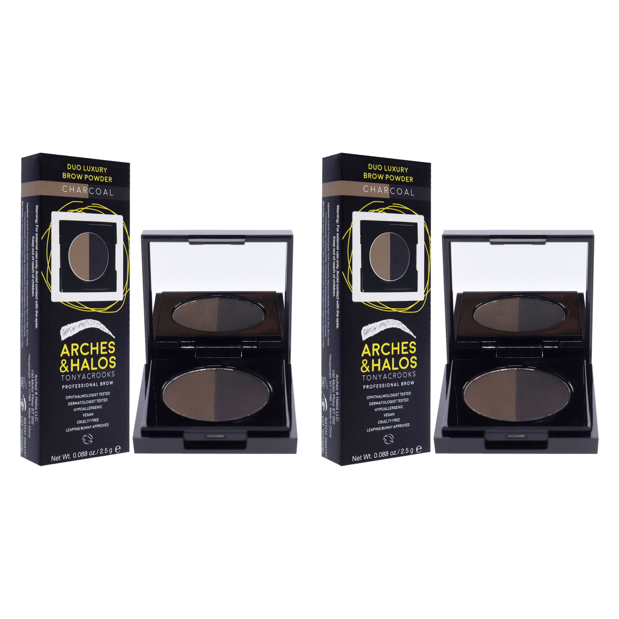 Duo Luxury Brow Powder - Charocoal by Arches and Halos for Women - 0.088 oz Eyebrow - Pack of 2, See Description, alternate image number 1