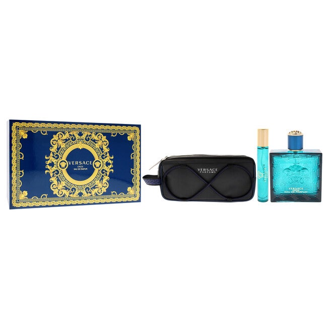 Versace Eros by Versace for Men - 3 Pc Gift Set - 3.4oz EDP Spray, 0.3oz EDP Spray, Pouch, See Description, alternate image number null