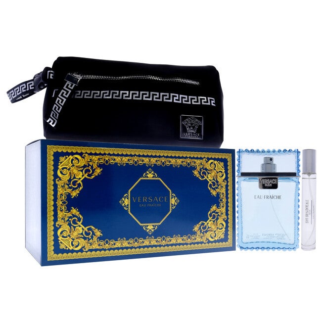 Versace Man Eau Fraiche by Versace for Men - 3 Pc Gift Set 3.4oz EDT Spray, 10ml EDT Spray (Mini), Pouch, , alternate image number null