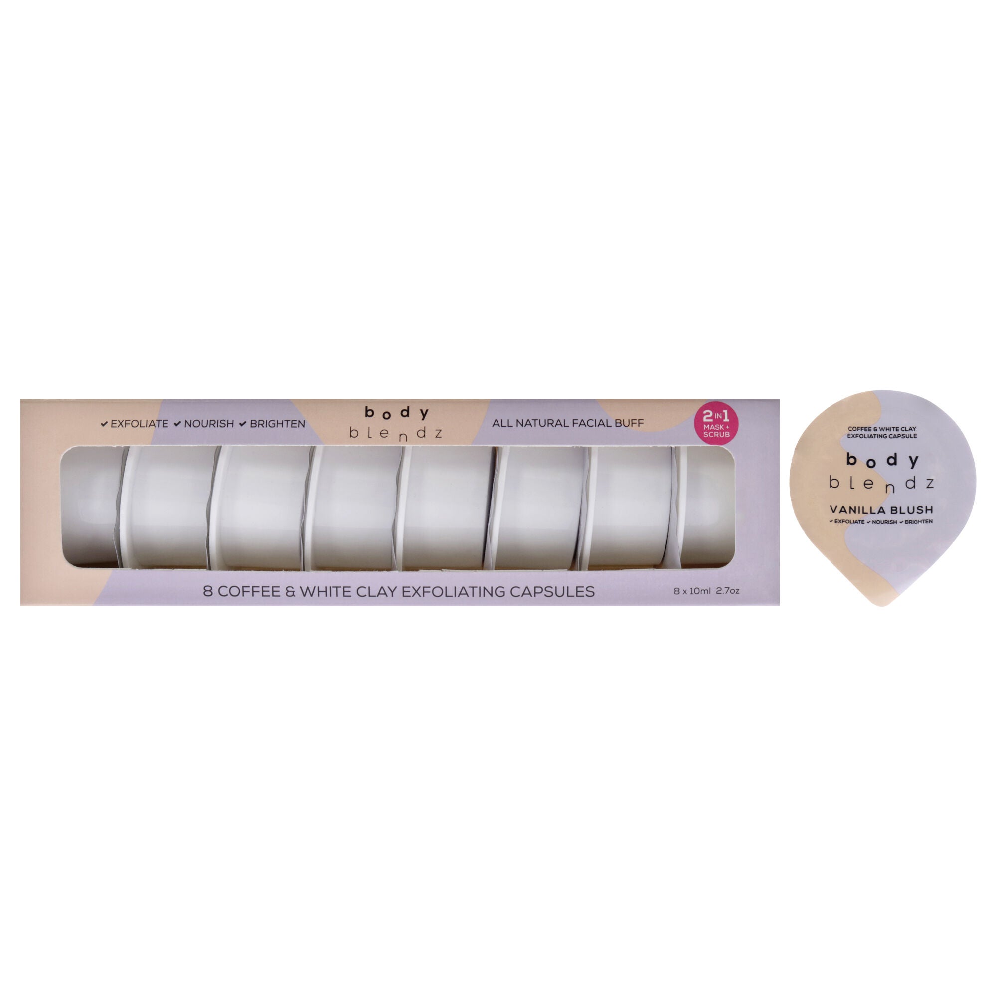 2-In-1 Mask and Scrub Exfoliating Capsules by BodyBlendz for Women - 8 x 2.7oz Exfoliator, See Description, hi-res image number 0