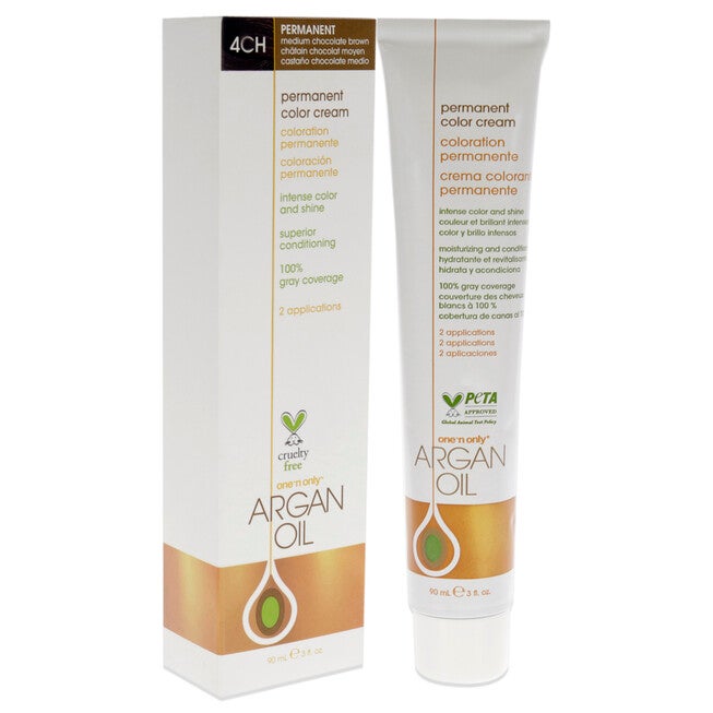 Argan Oil Permanent Color Cream - 4CH Medium Chocolate Brown by One n Only for Unisex - 3 oz Hair Color, See Description, alternate image number 2