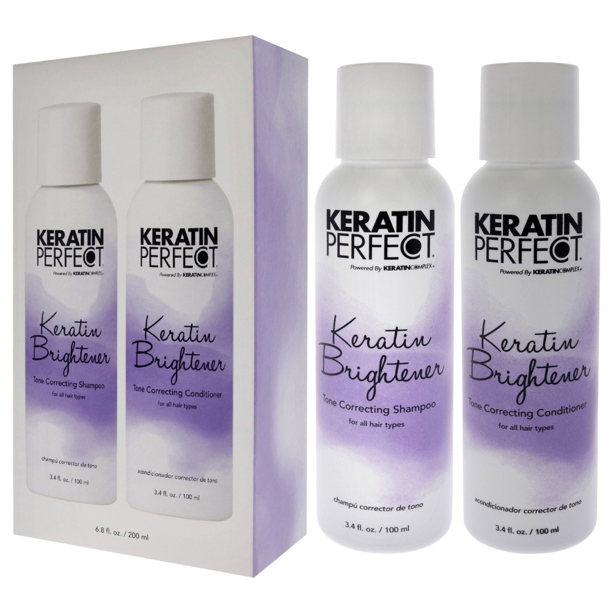 Keratin Brightener Duo by Keratin Perfect for Unisex -2 Pc 3.4oz Shampoo, 3.4oz Conditioner, See Description, alternate image number 1