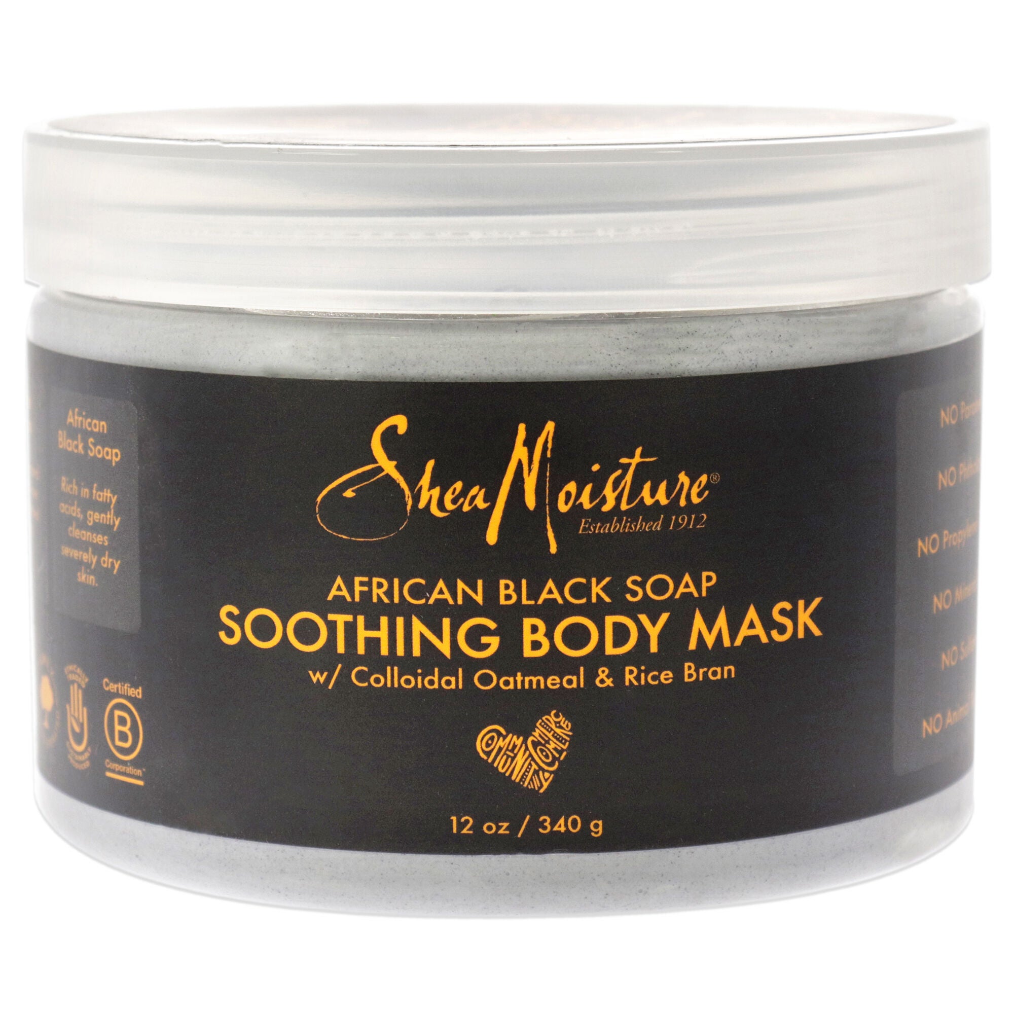 African Black Soap Soothing Body Mask by Shea Moisture for Unisex - 12 oz Mask, See Description, hi-res image number 0