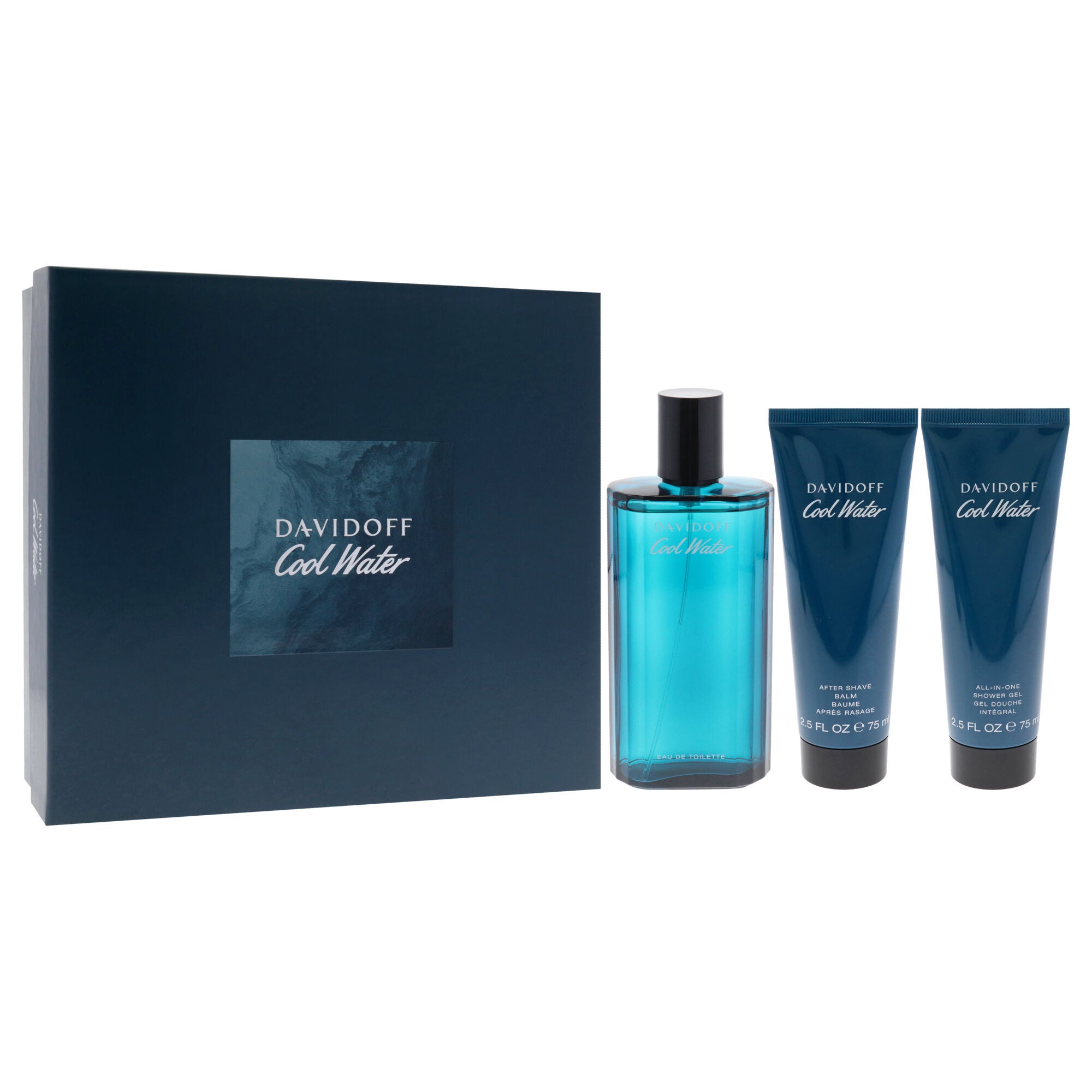 Cool Water by Davidoff for Men - 3 Pc Gift Set 4.2oz EDT Spray, 2.5oz Shower Gel, 2.5oz After Shave Balm, See Description, alternate image number 1
